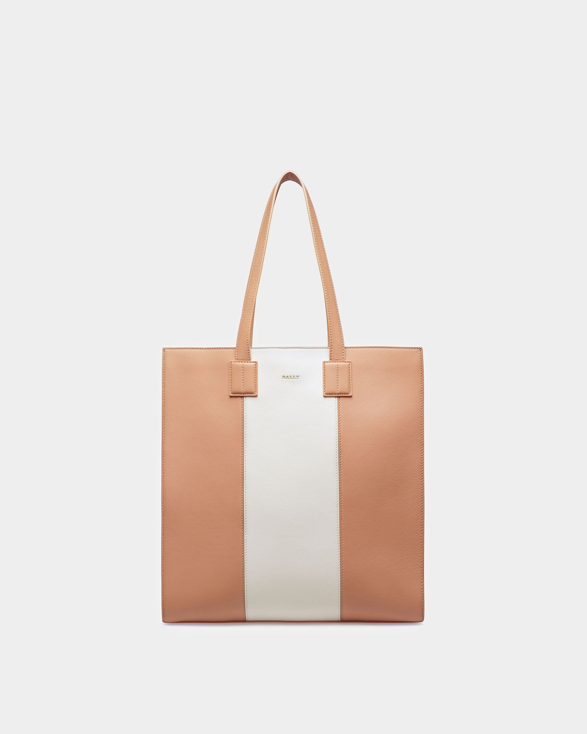 Crystalia Bolso Tote De Piel En Melocotón Y Color Hueso - Mujer - Bally - 01