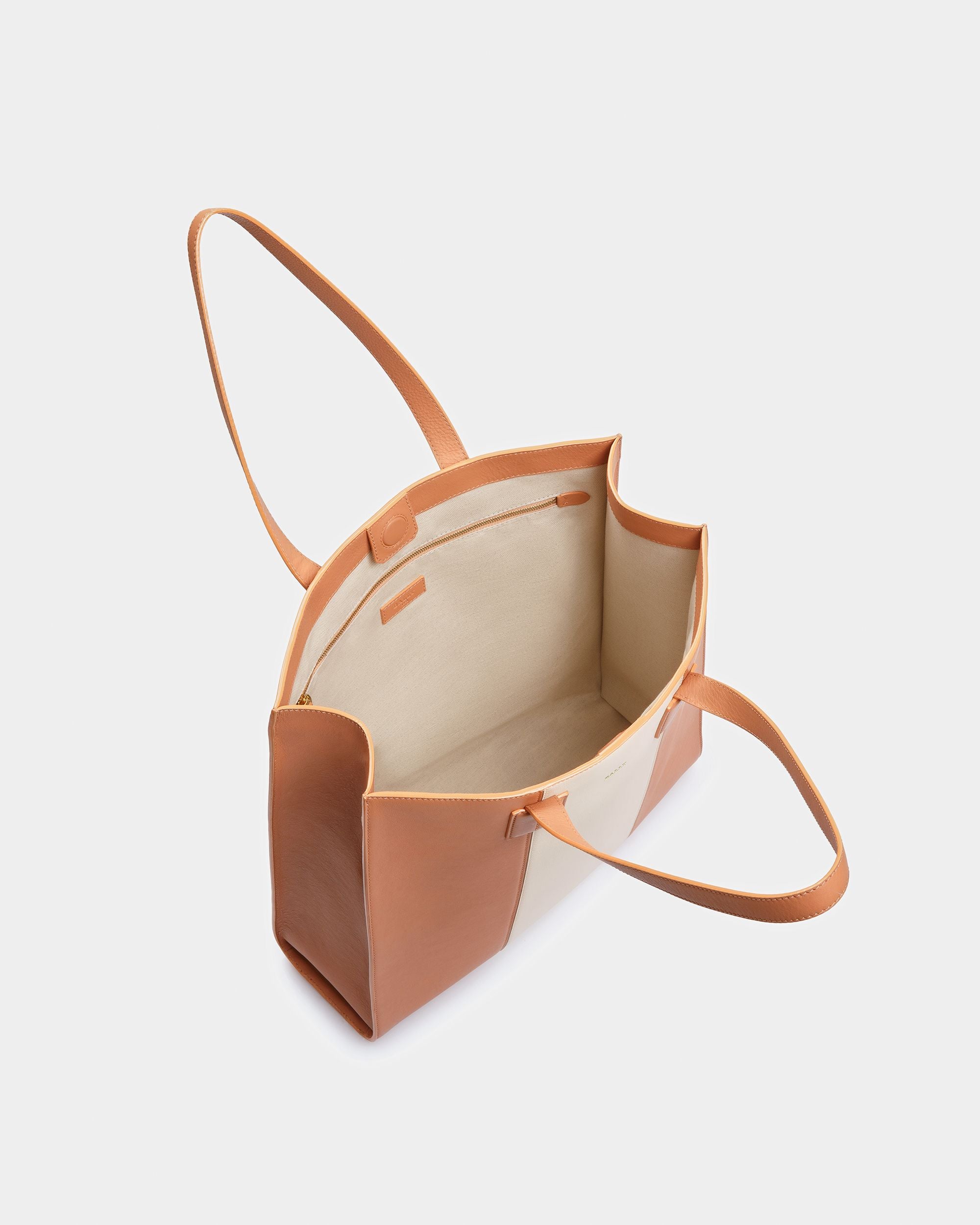 Crystalia Bolso Tote De Piel En Melocotón Y Color Hueso - Mujer - Bally - 04