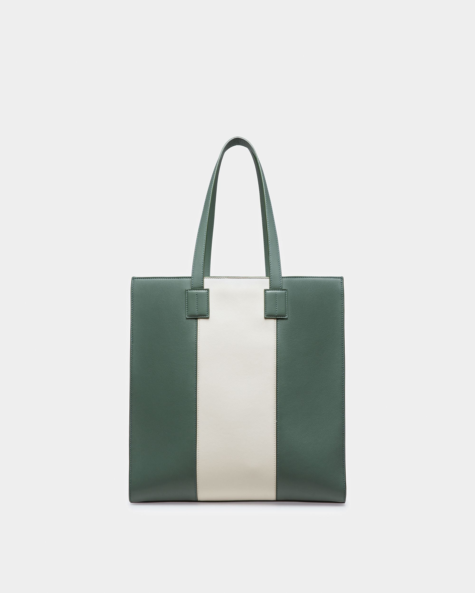 Crystalia Bolso Tote De Piel En Salvia Y Color Hueso - Mujer - Bally - 03