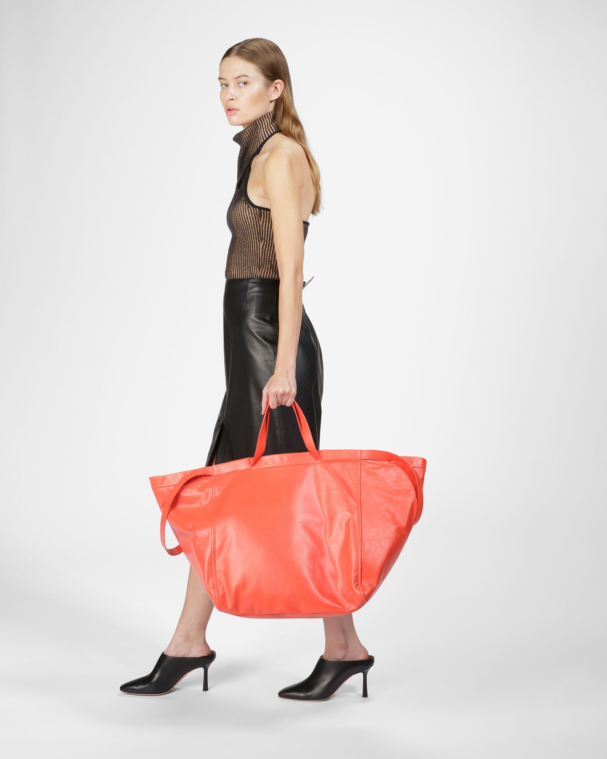 Billboard Bolso Tote De Piel En Naranja - Mujer - Bally - 06