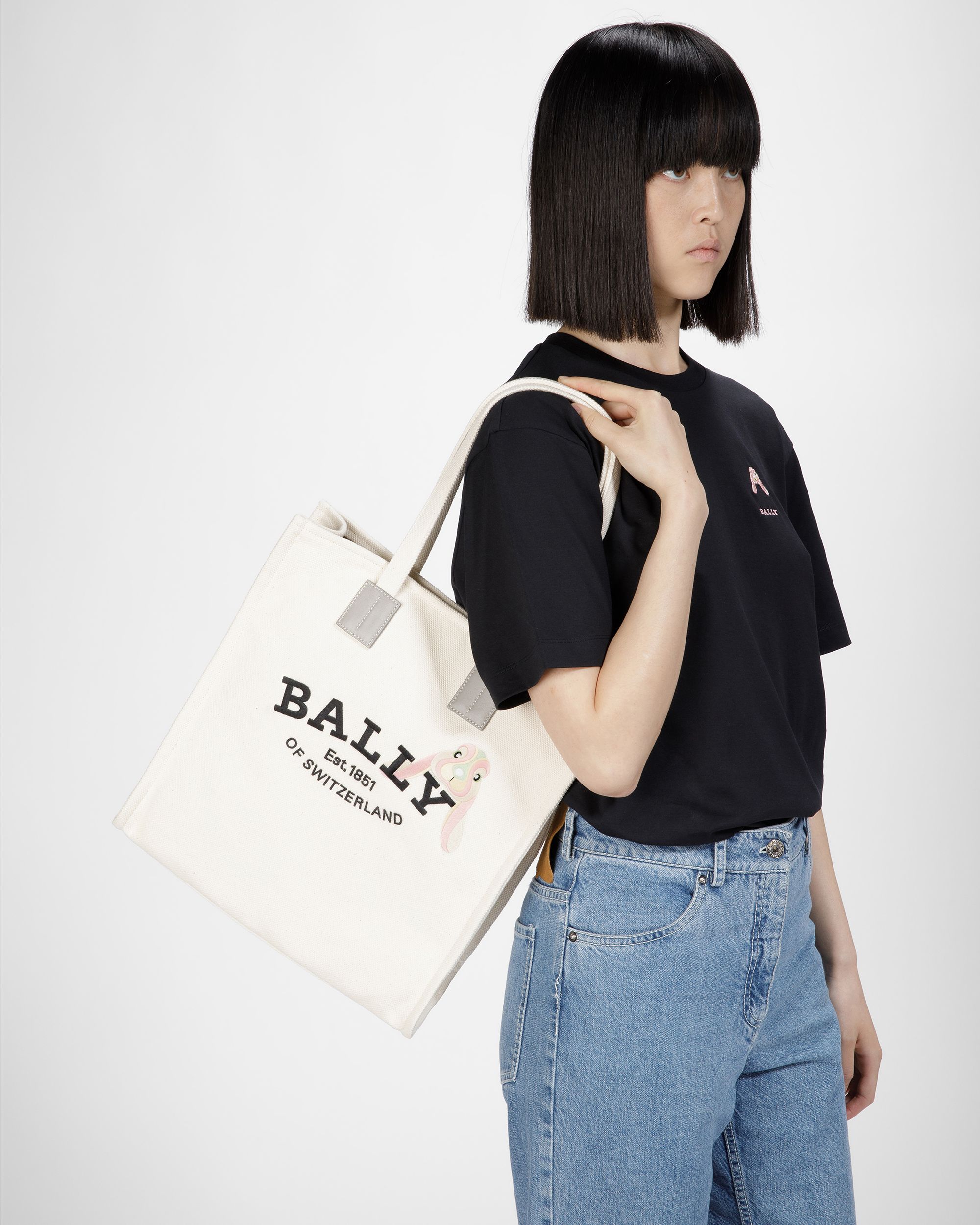 Crystalia Fabric Tote In Natural - Women's - Bally - 06
