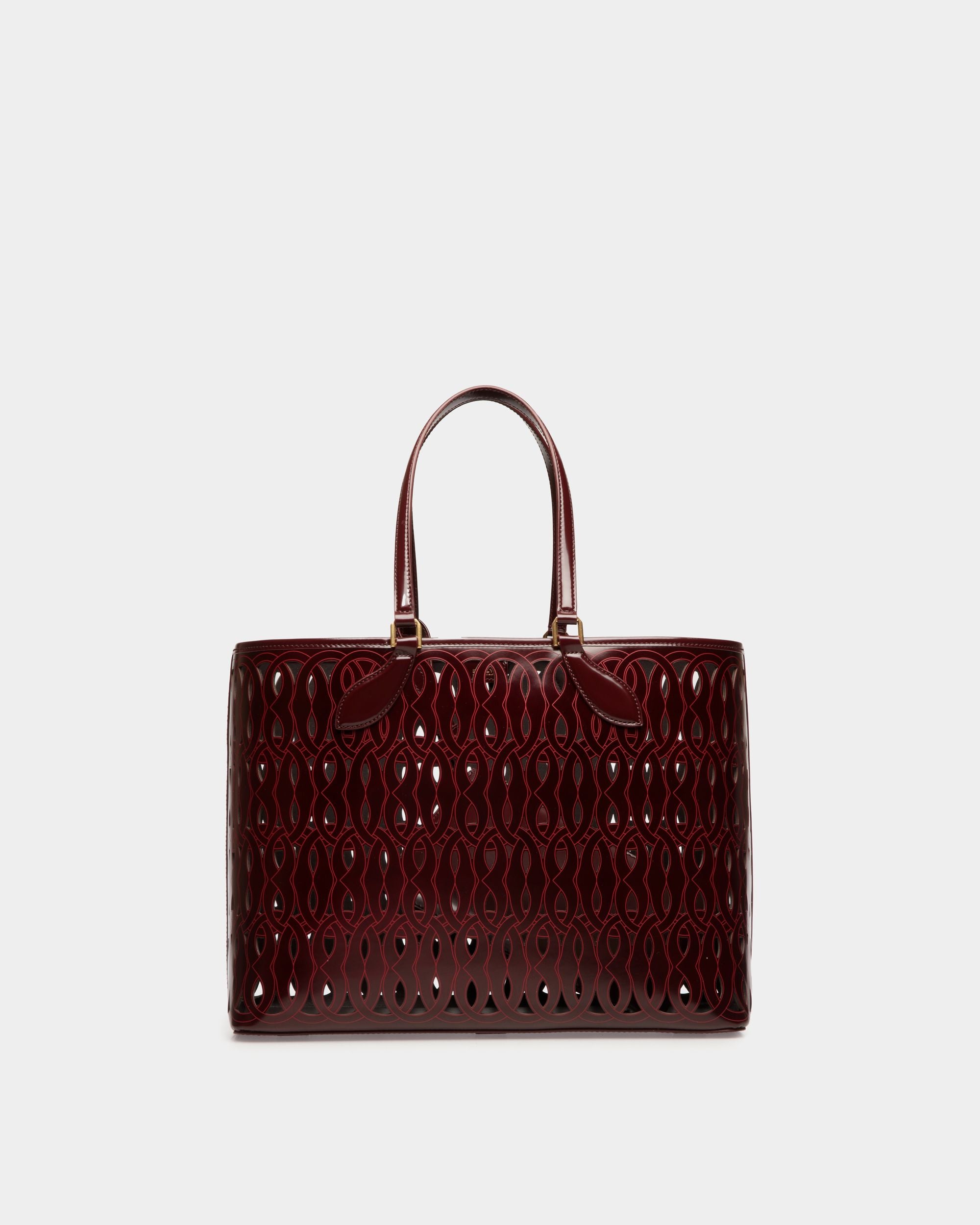 Bolso Tote Lago De Piel Burdeos - Mujer - Bally - 01