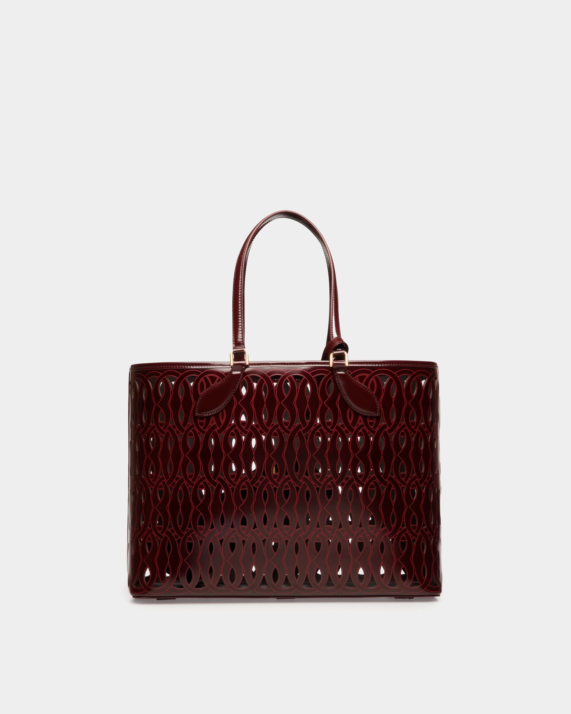 Bolso Tote Lago De Piel Burdeos - Mujer - Bally - 02