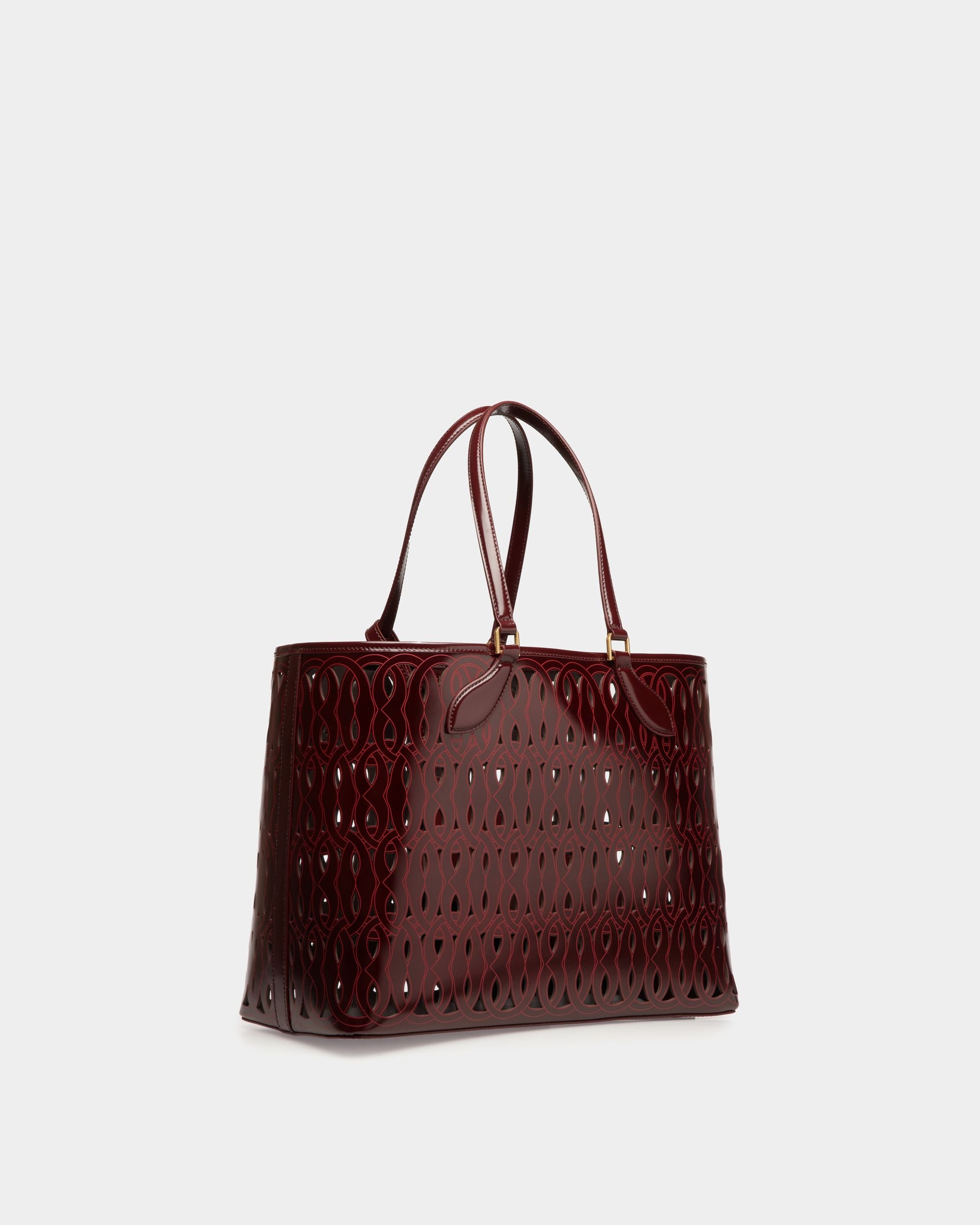 Bolso Tote Lago De Piel Burdeos - Mujer - Bally - 03