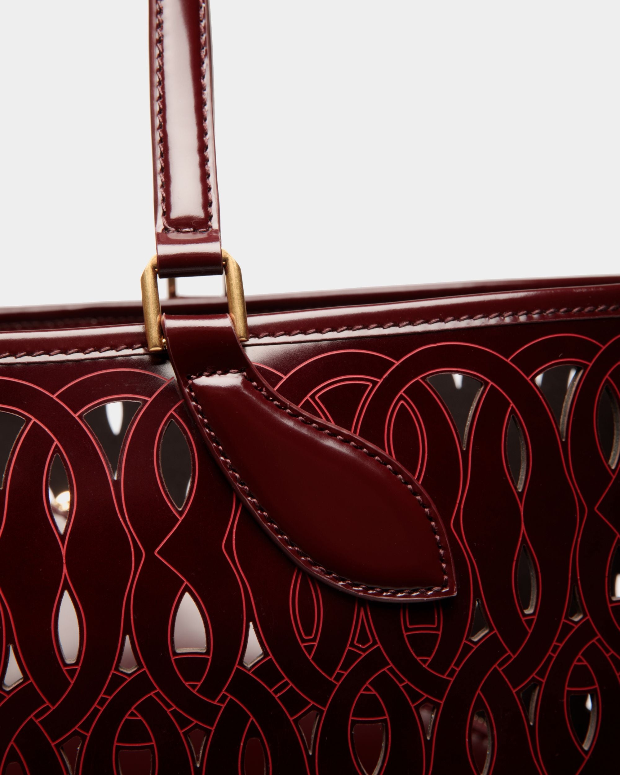 Bolso Tote Lago De Piel Burdeos - Mujer - Bally - 05