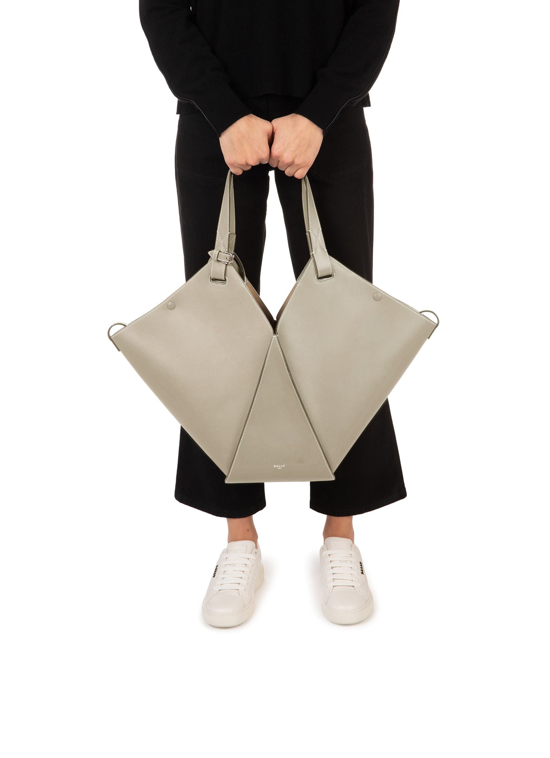 Ahria Bolso Tote En Cuero De Color Azul Claro - Mujer - Bally - 04