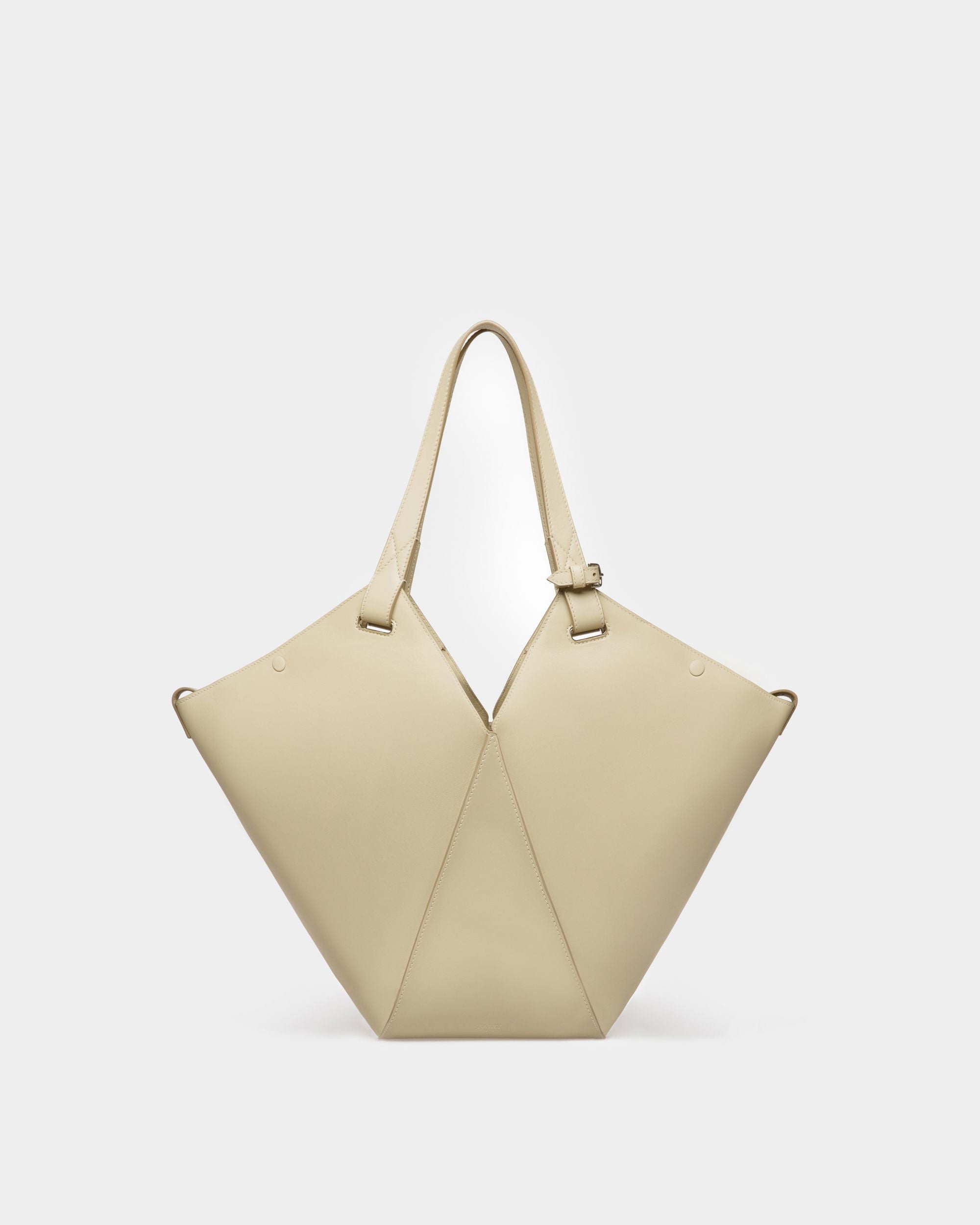 Ahria Bolso Tote En Cuero De Color Beige Claro - Mujer - Bally - 01