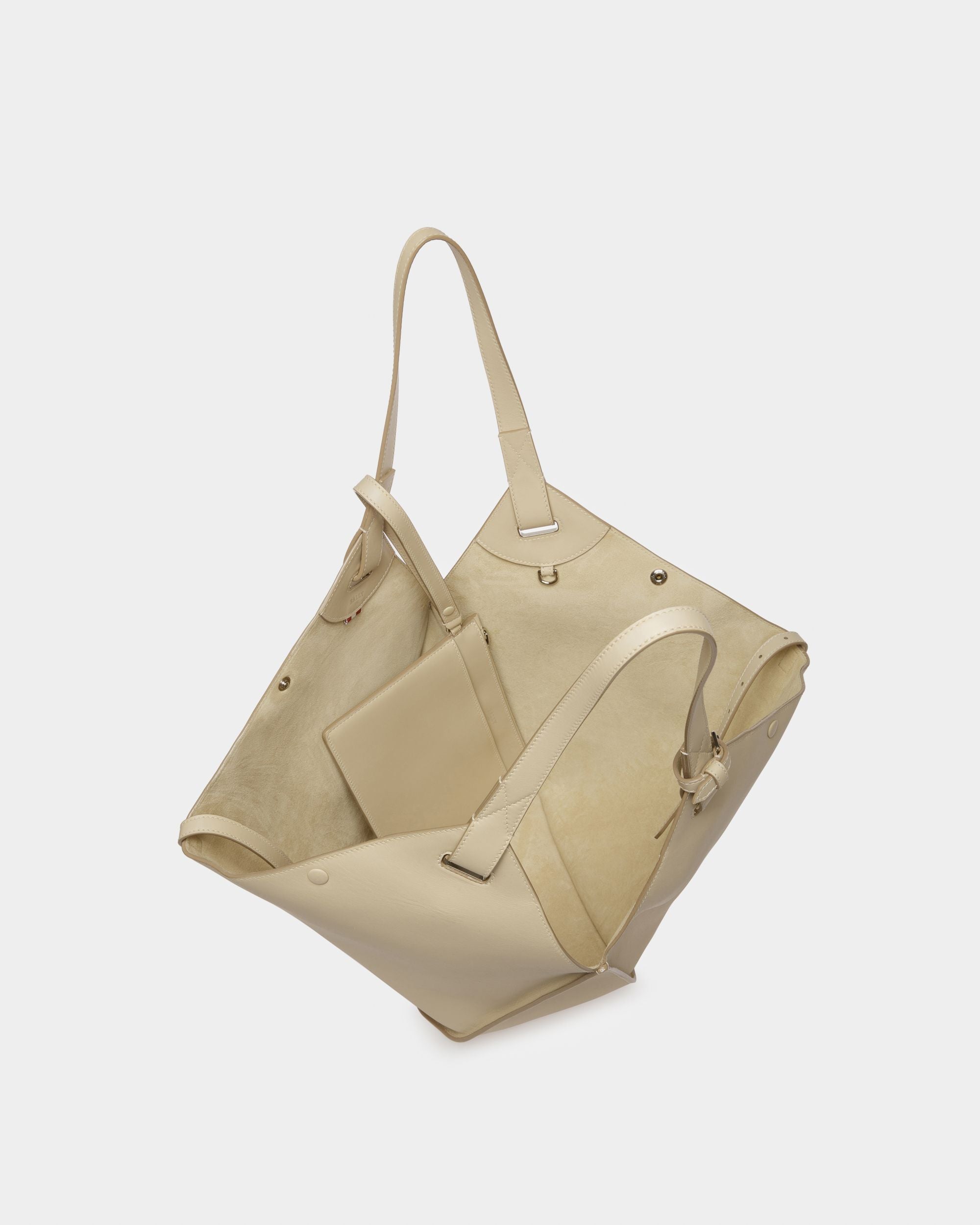 Ahria Bolso Tote En Cuero De Color Beige Claro - Mujer - Bally - 04