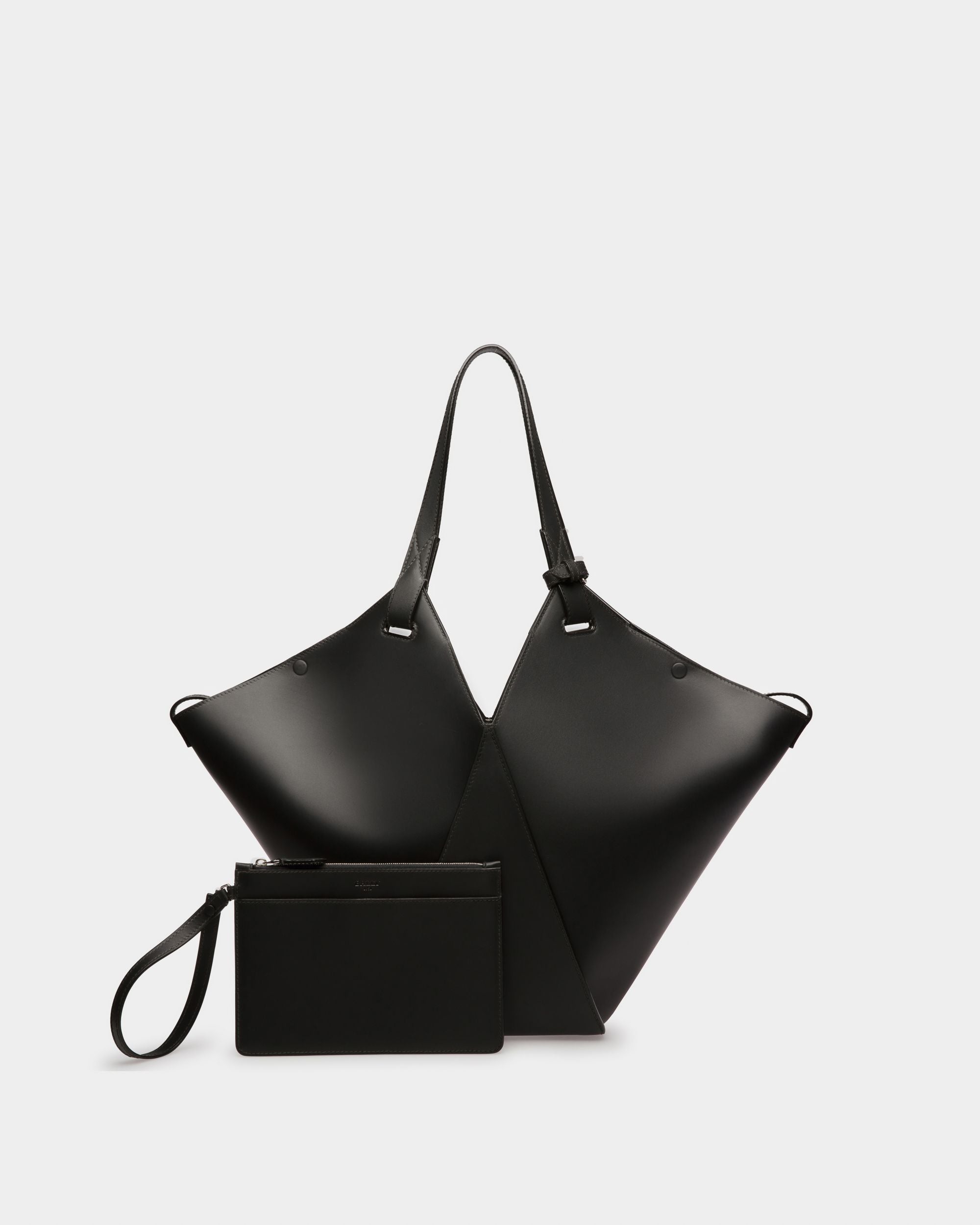 Ahria Bolso Tote En Cuero De Color Negro - Mujer - Bally - 05
