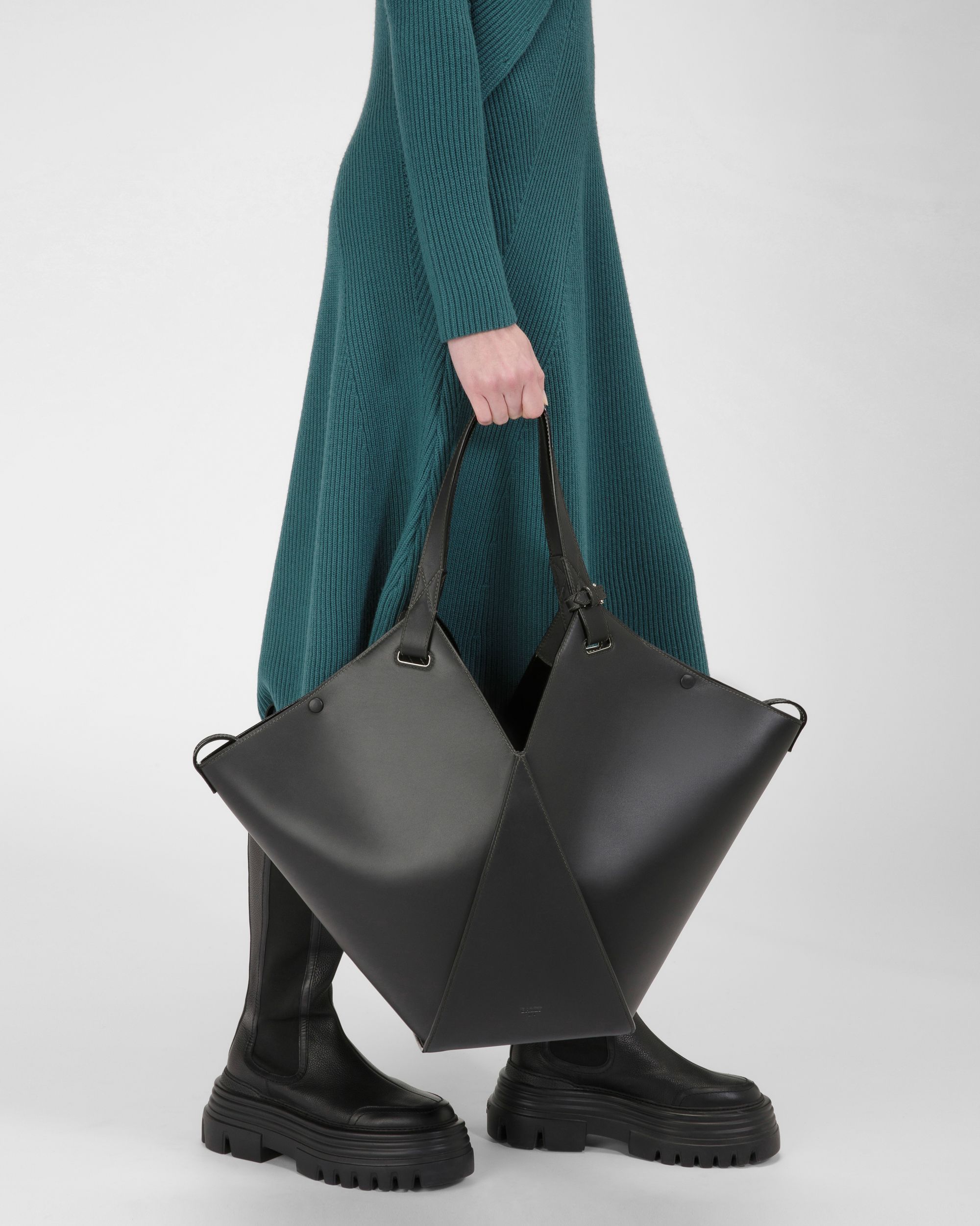 Ahria Bolso Tote En Cuero De Color Negro - Mujer - Bally - 08
