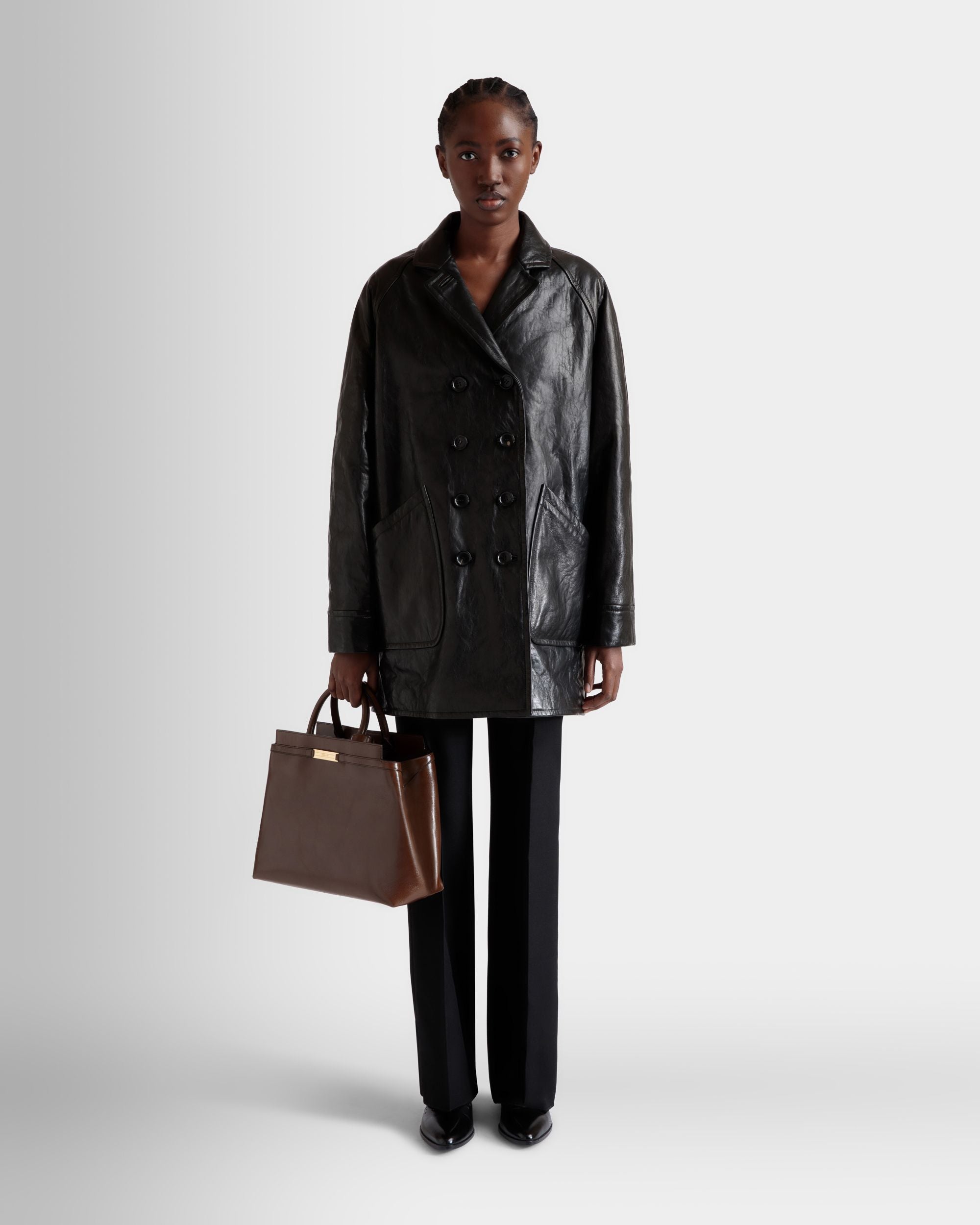 Deco Tote Bag In Marron Glacé Leather - Women's - Bally - 02
