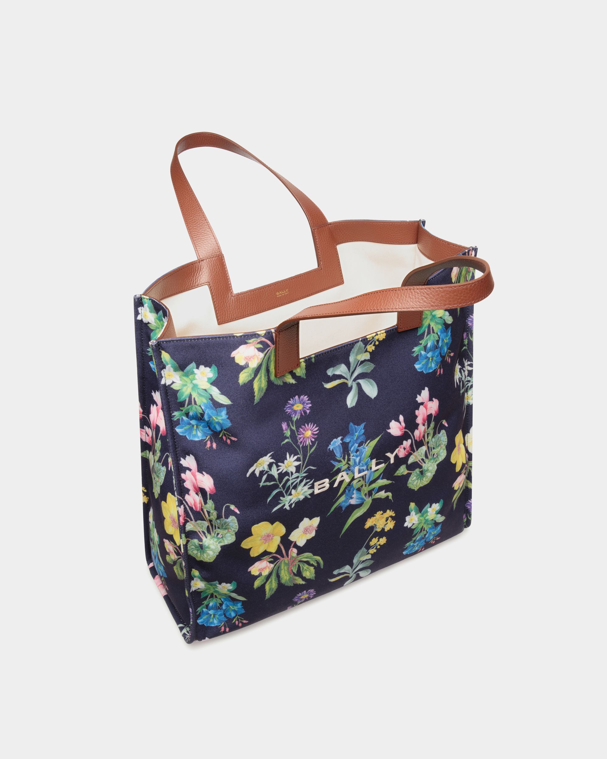 Easy Bally Tote Bag In Mountain Flower Print Canvas And Leather - Women's - Bally - 05