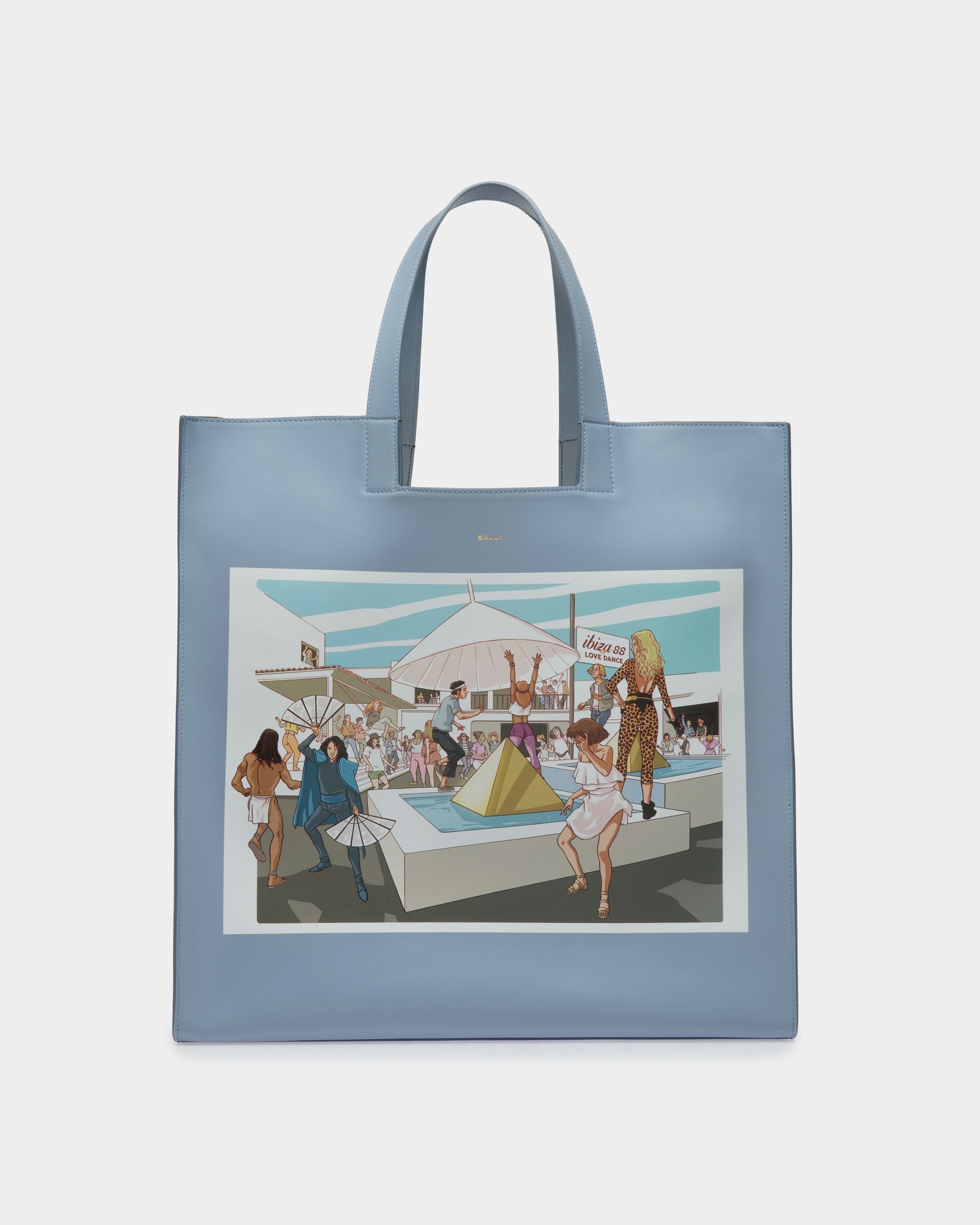 Bolso Tote DJ Leo Mas X Bally De Piel Light Blue Con Estampado Dancing Amnesia - Mujer - Bally - 01