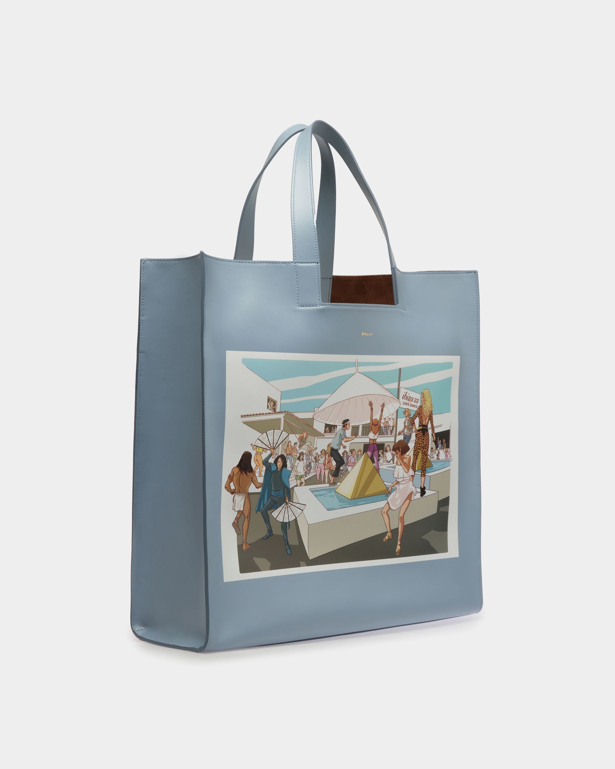 Bolso Tote DJ Leo Mas X Bally De Piel Light Blue Con Estampado Dancing Amnesia - Mujer - Bally - 04