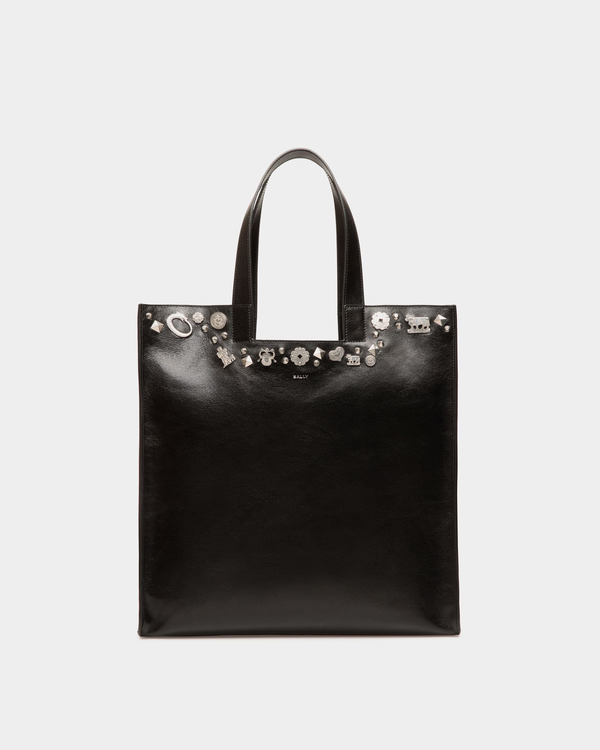 Easy Bally Tote Bag In Black Leather with Studs - Women's - Bally - 01