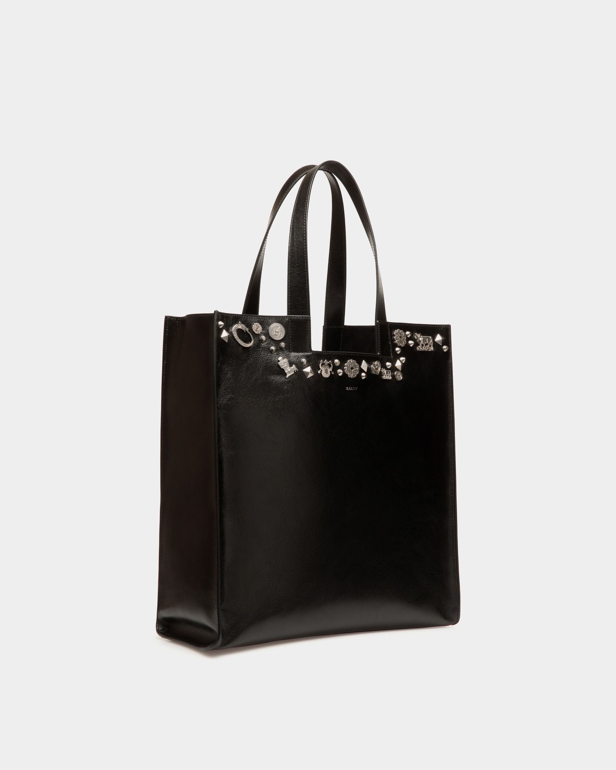 Easy Bally Tote Bag In Black Leather with Studs - Women's - Bally - 04