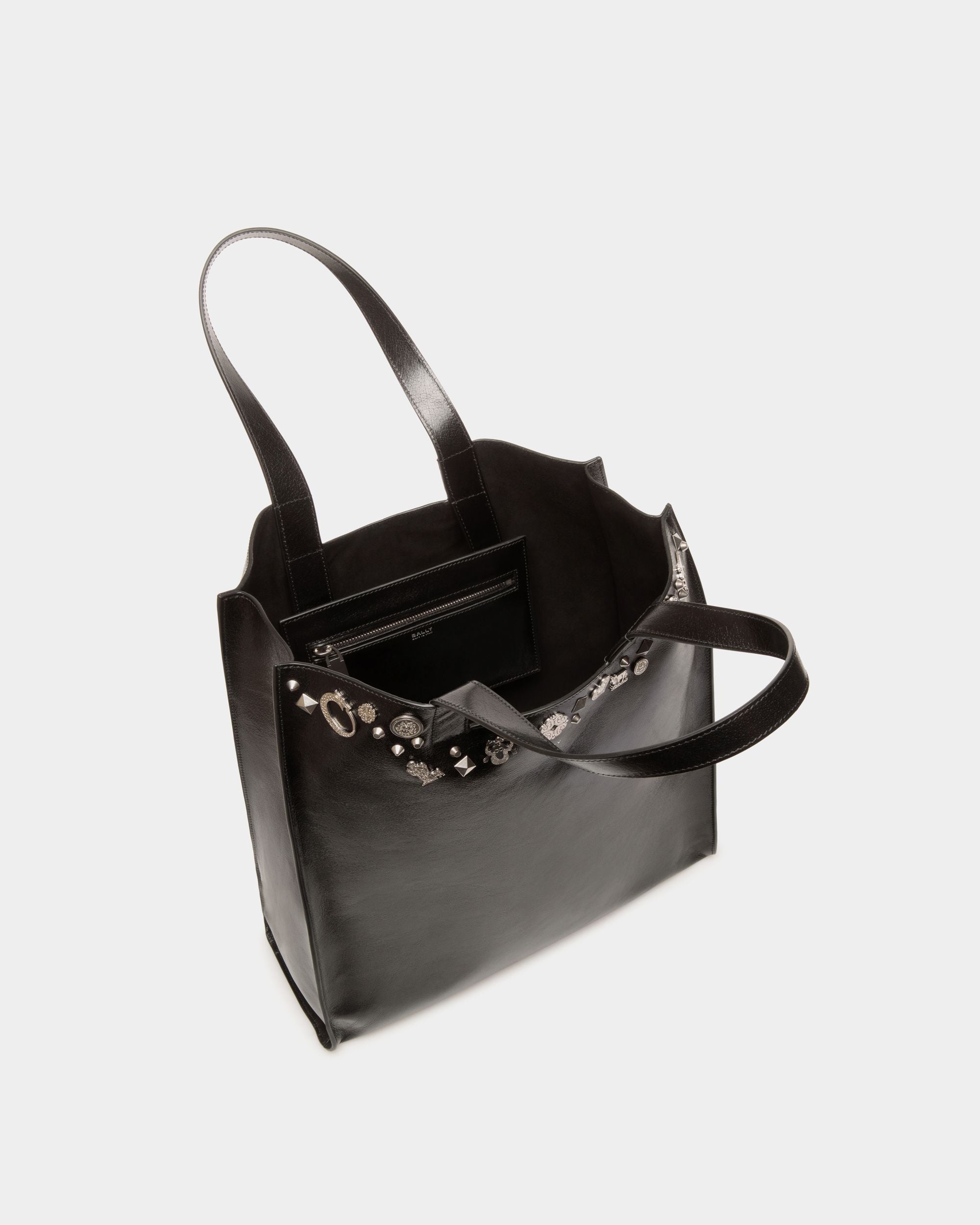 Easy Bally Tote Bag In Black Leather with Studs - Women's - Bally - 05