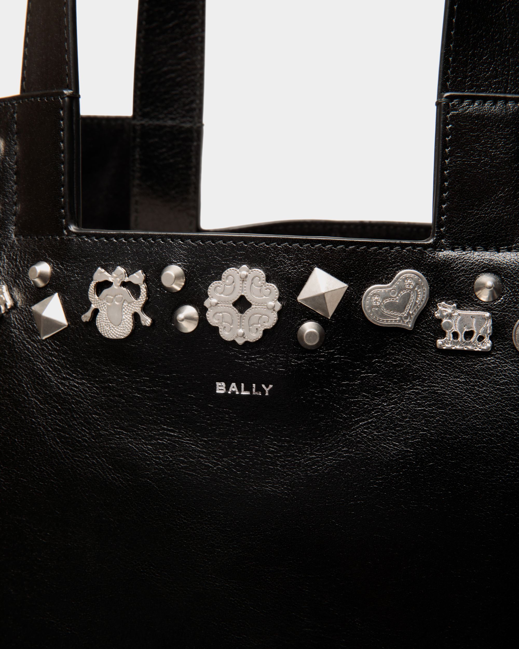 Easy Bally Tote Bag In Black Leather with Studs - Women's - Bally - 03