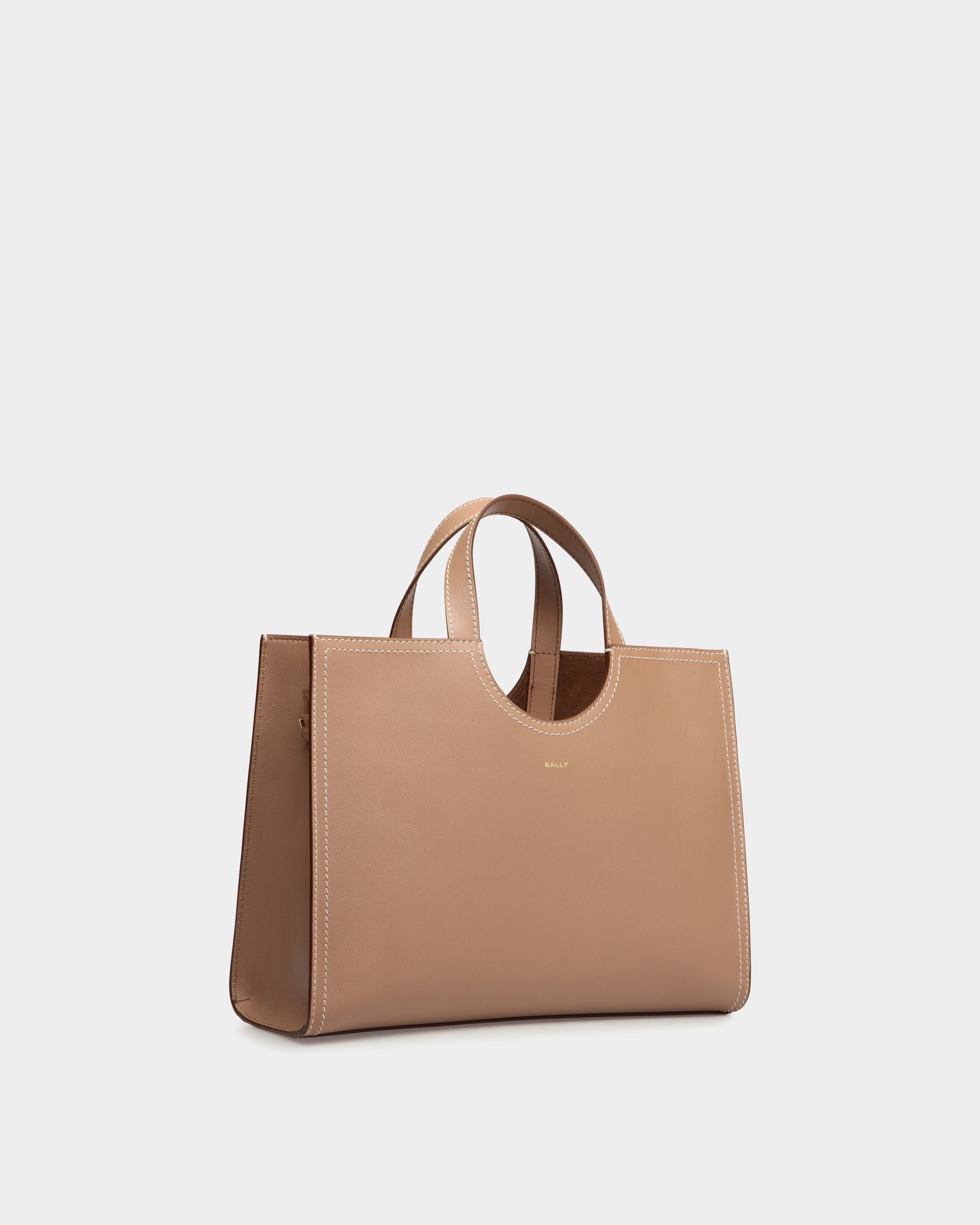 Easy Bally Tote Bag in Praline Beige Leather - Women's - Bally - 04