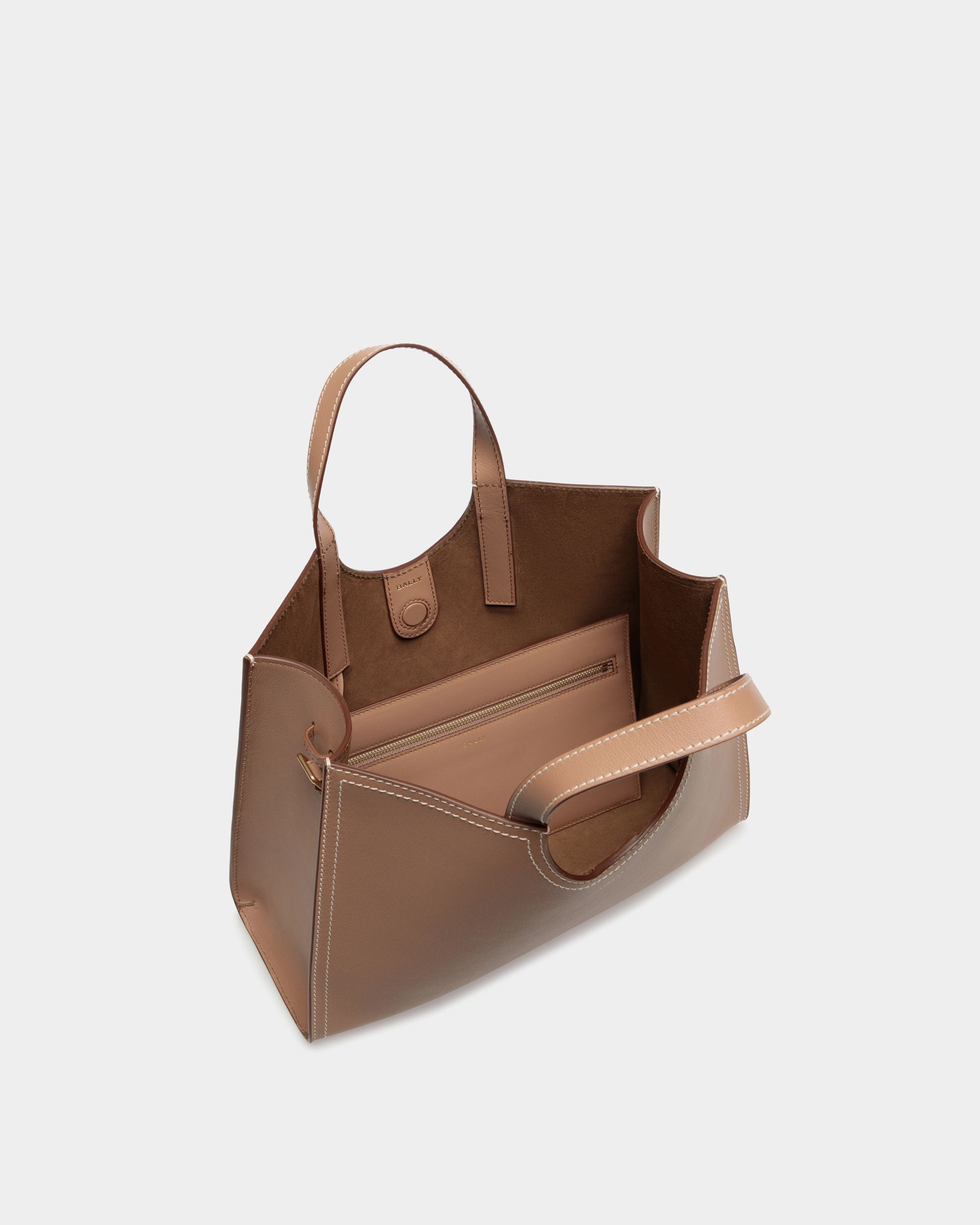 Easy Bally Tote Bag in Praline Beige Leather - Women's - Bally - 05