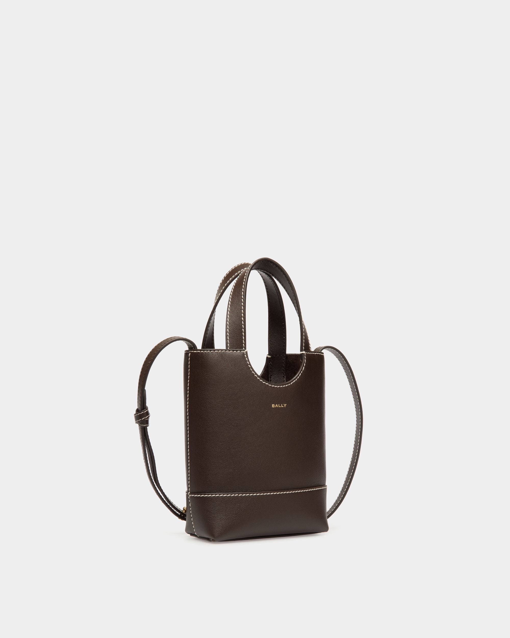 Easy Bally Small Tote Bag in Ebano Leather - Women's - Bally - 03