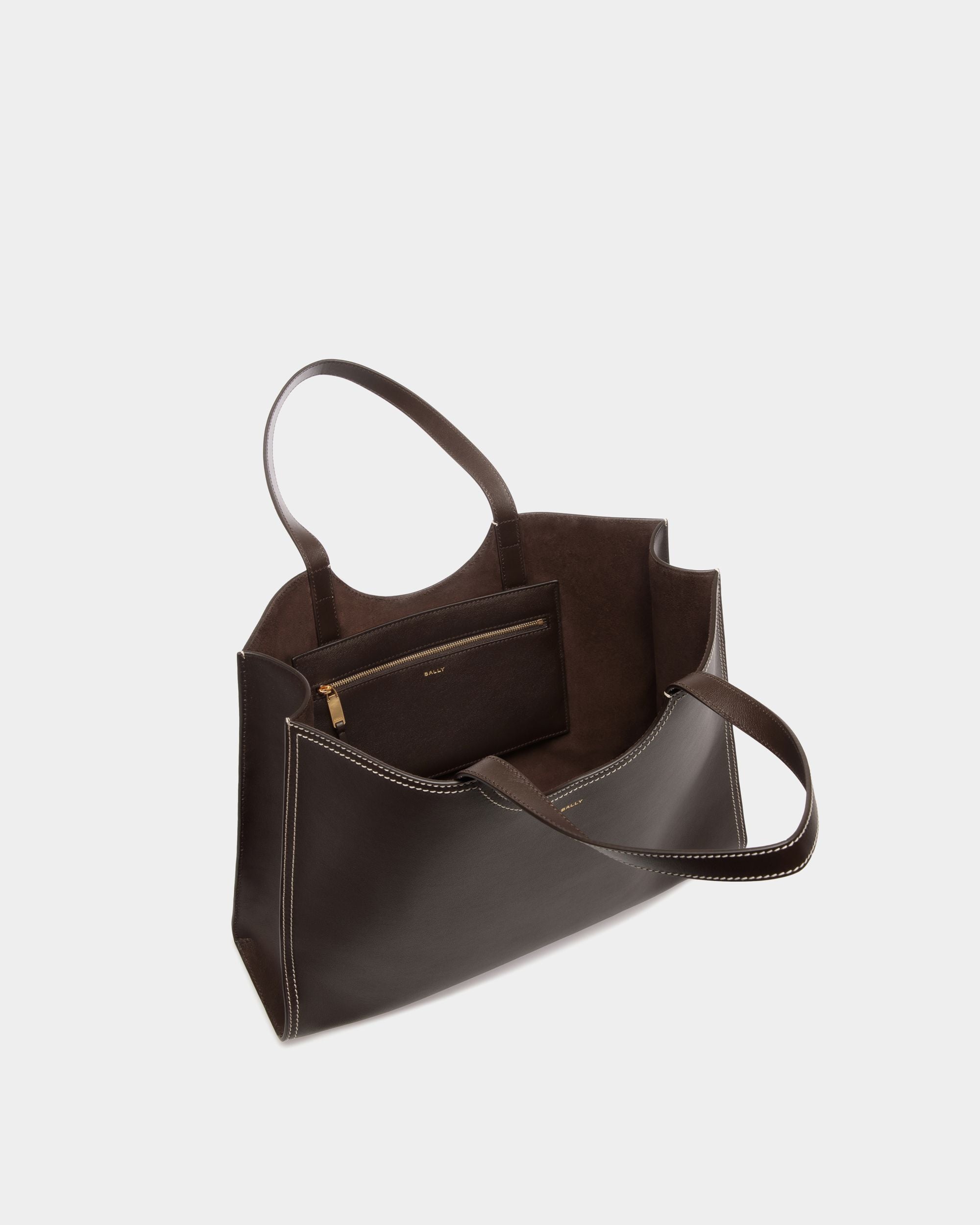 Easy Bally Tote Bag in Ebano Leather - Women's - Bally - 05