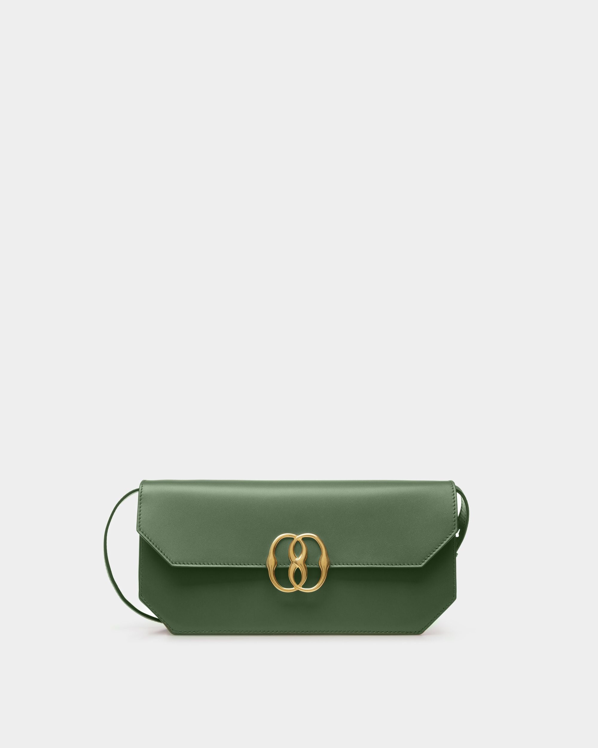 Bolso De Hombro Emblem De Piel En Verde - Mujer - Bally - 01