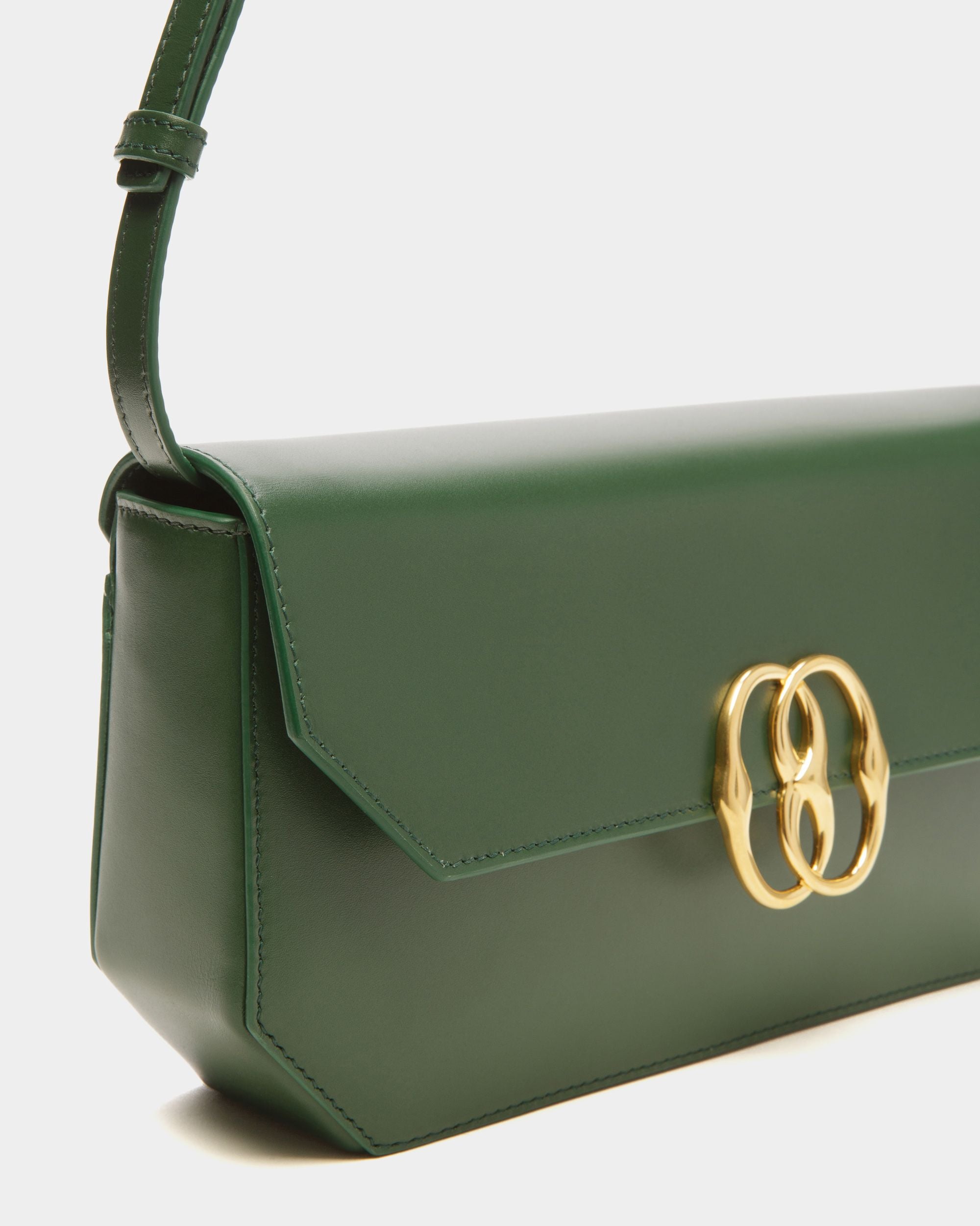 Bolso De Hombro Emblem De Piel En Verde - Mujer - Bally - 05