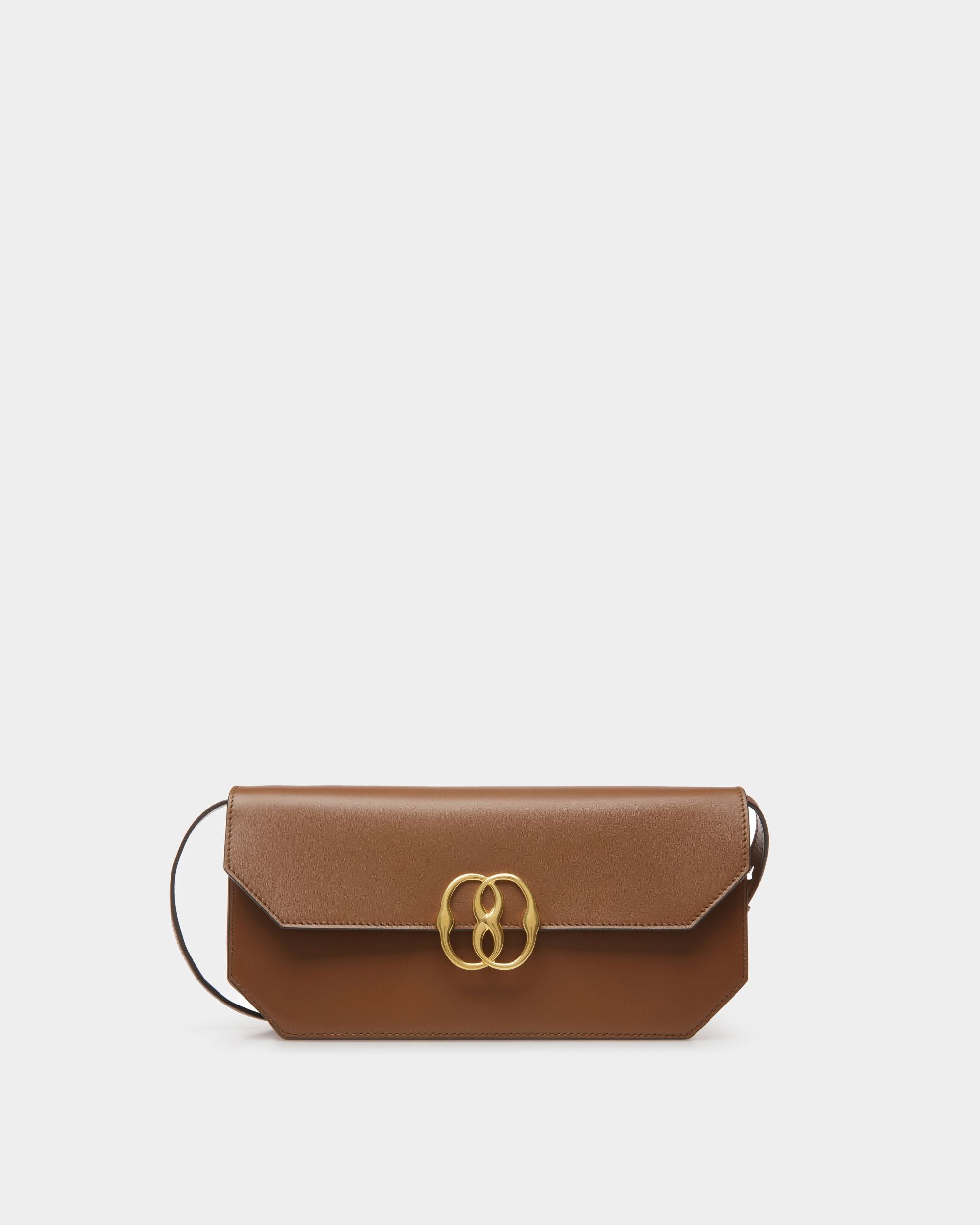 Emblem Shoulder Bag In Brown Leather - Women's - Bally - 01