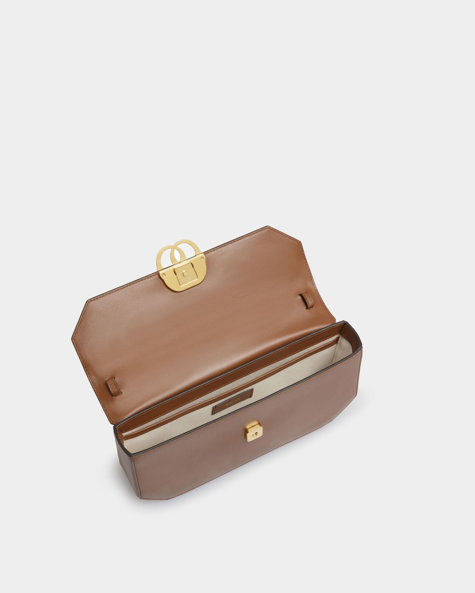 Emblem Shoulder Bag In Brown Leather - Women's - Bally - 04