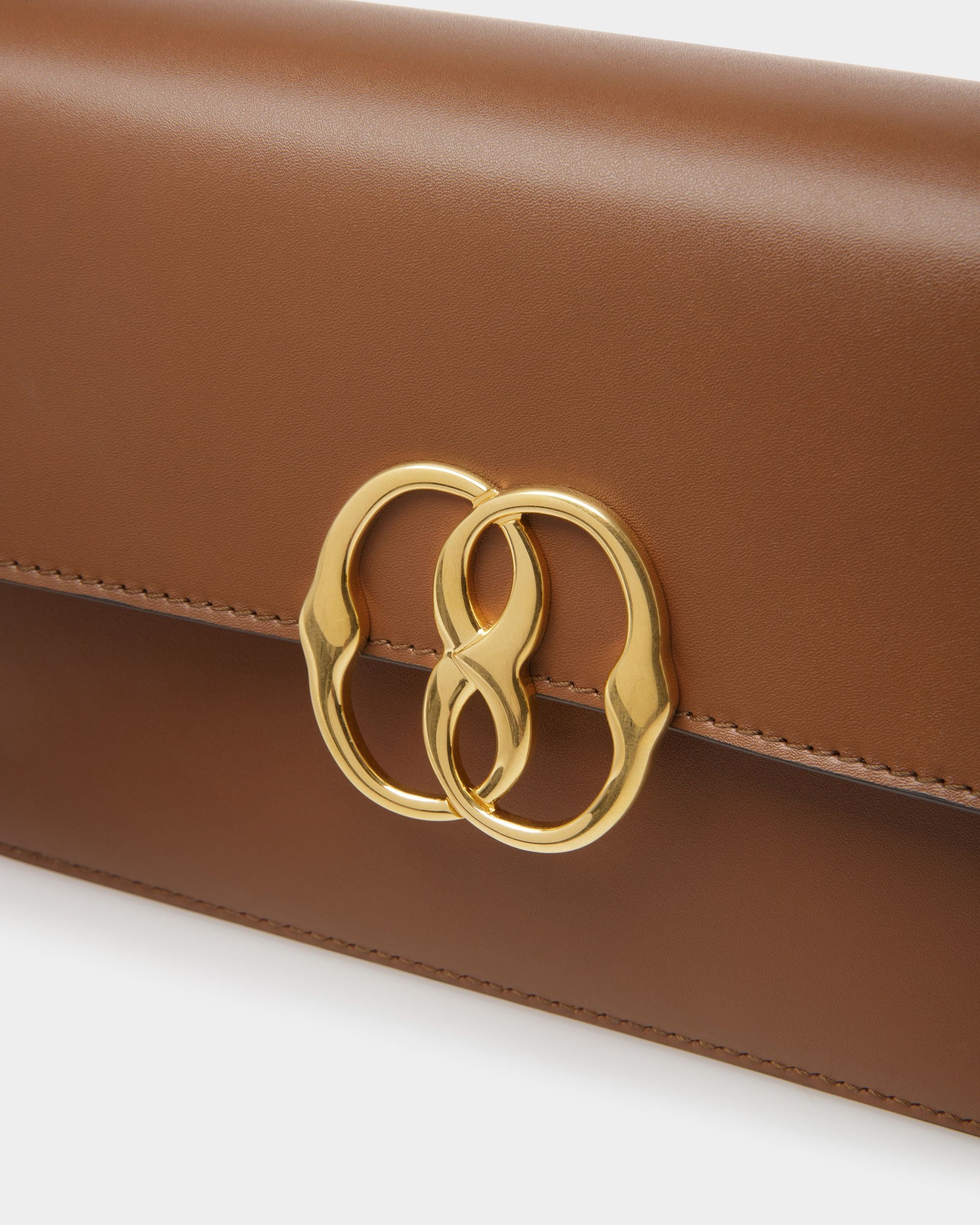 Emblem Shoulder Bag In Brown Leather - Women's - Bally - 05