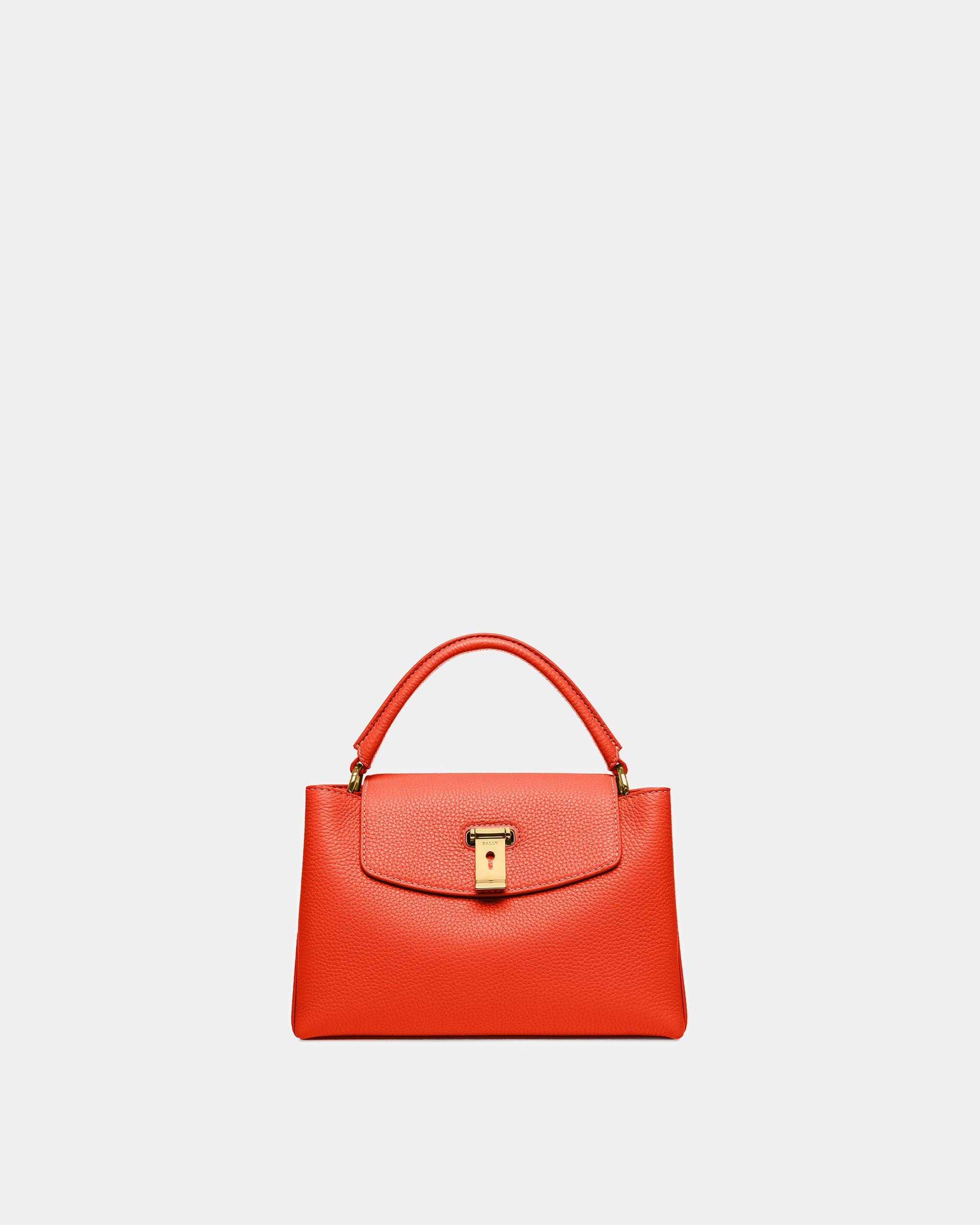 Layka S Leather Top Handle Bag In Orange And Brown - Women's - Bally - 01