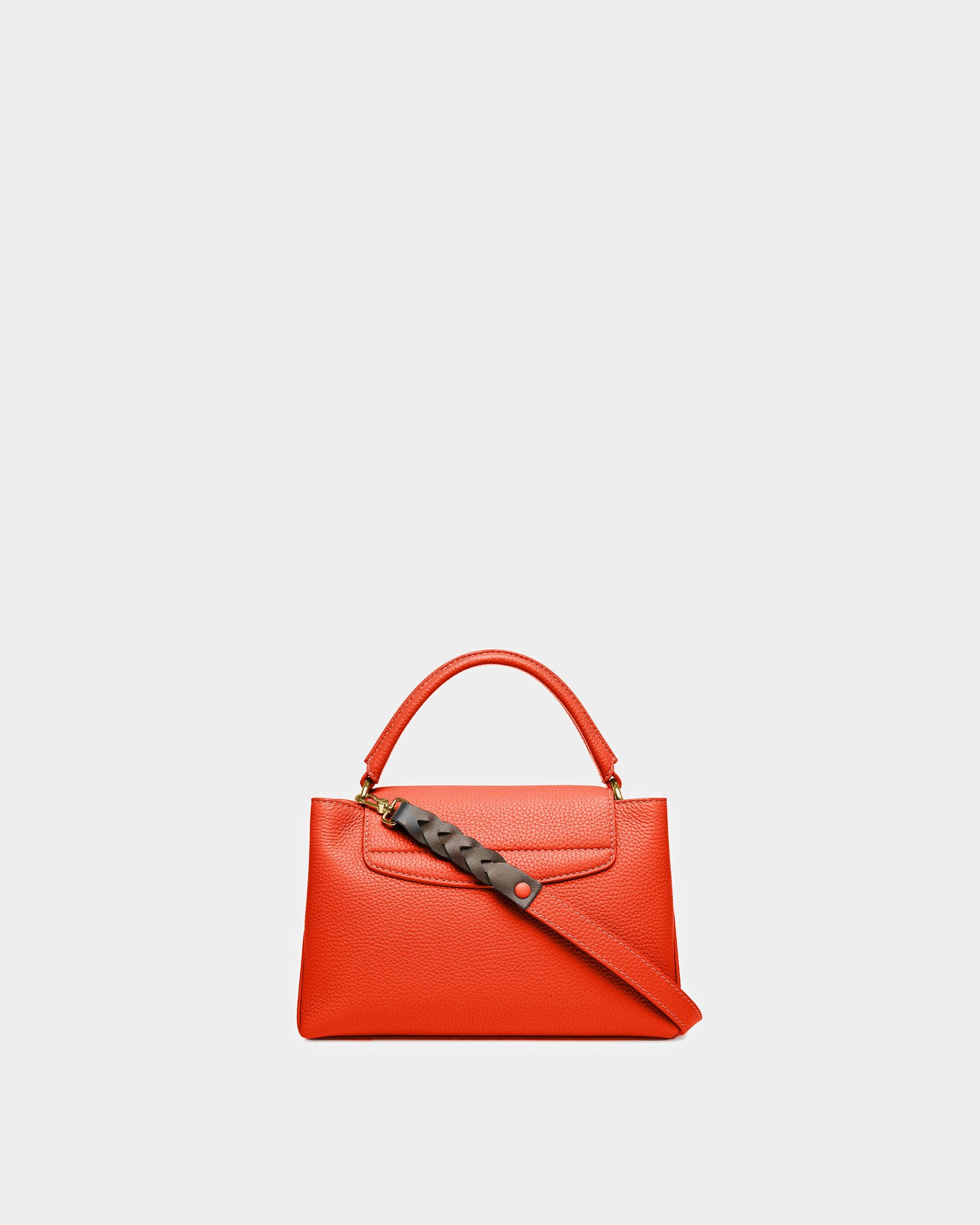 Layka S Leather Top Handle Bag In Orange And Brown - Women's - Bally - 02