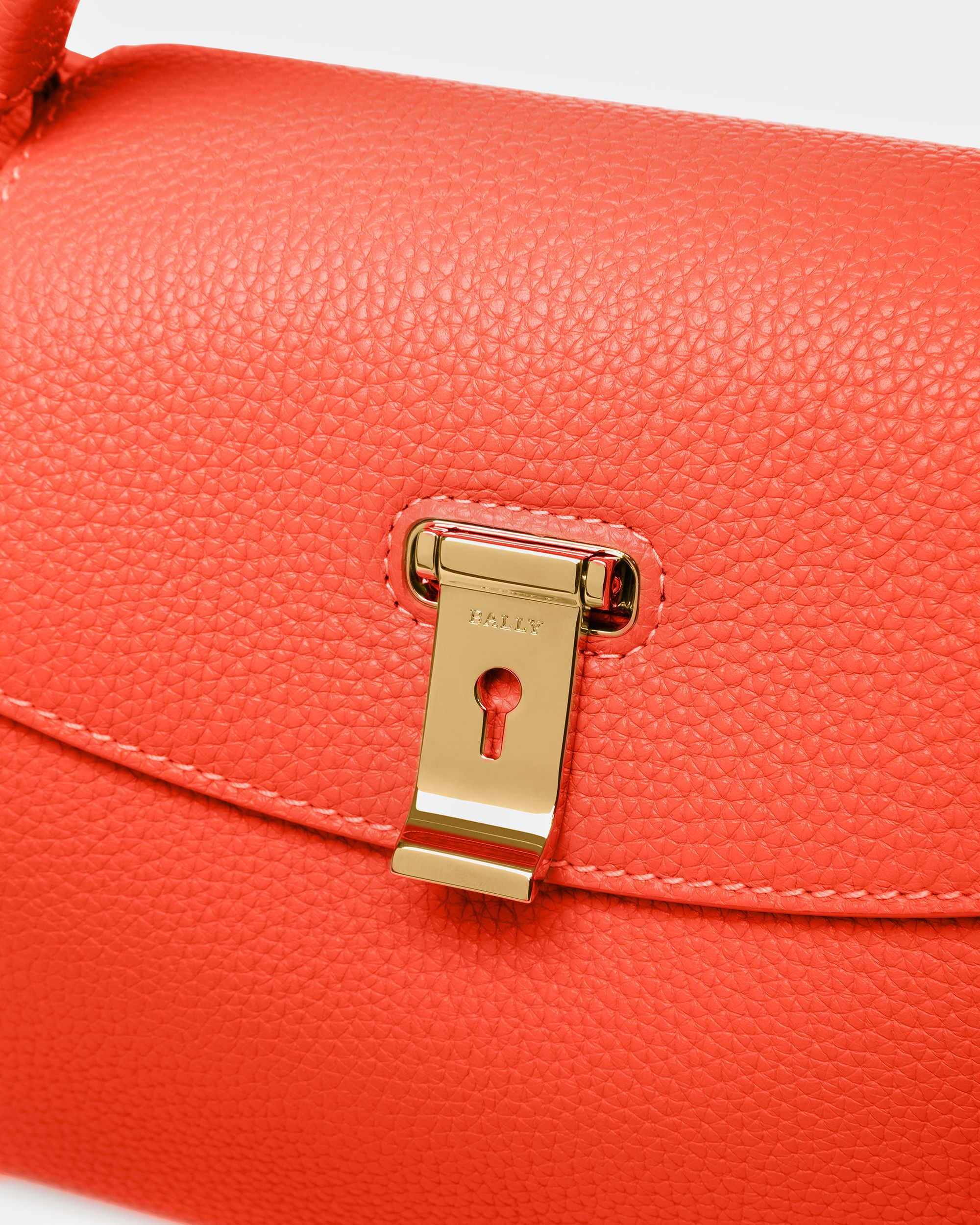 Layka S Leather Top Handle Bag In Orange And Brown - Women's - Bally - 04
