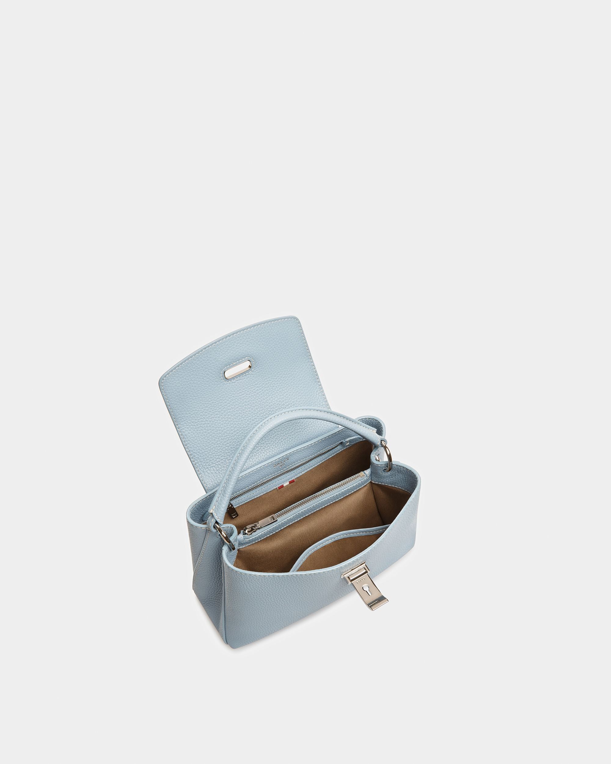 Layka Small Leather Top Handle Purse In Light Blue - Women's - Bally - 03