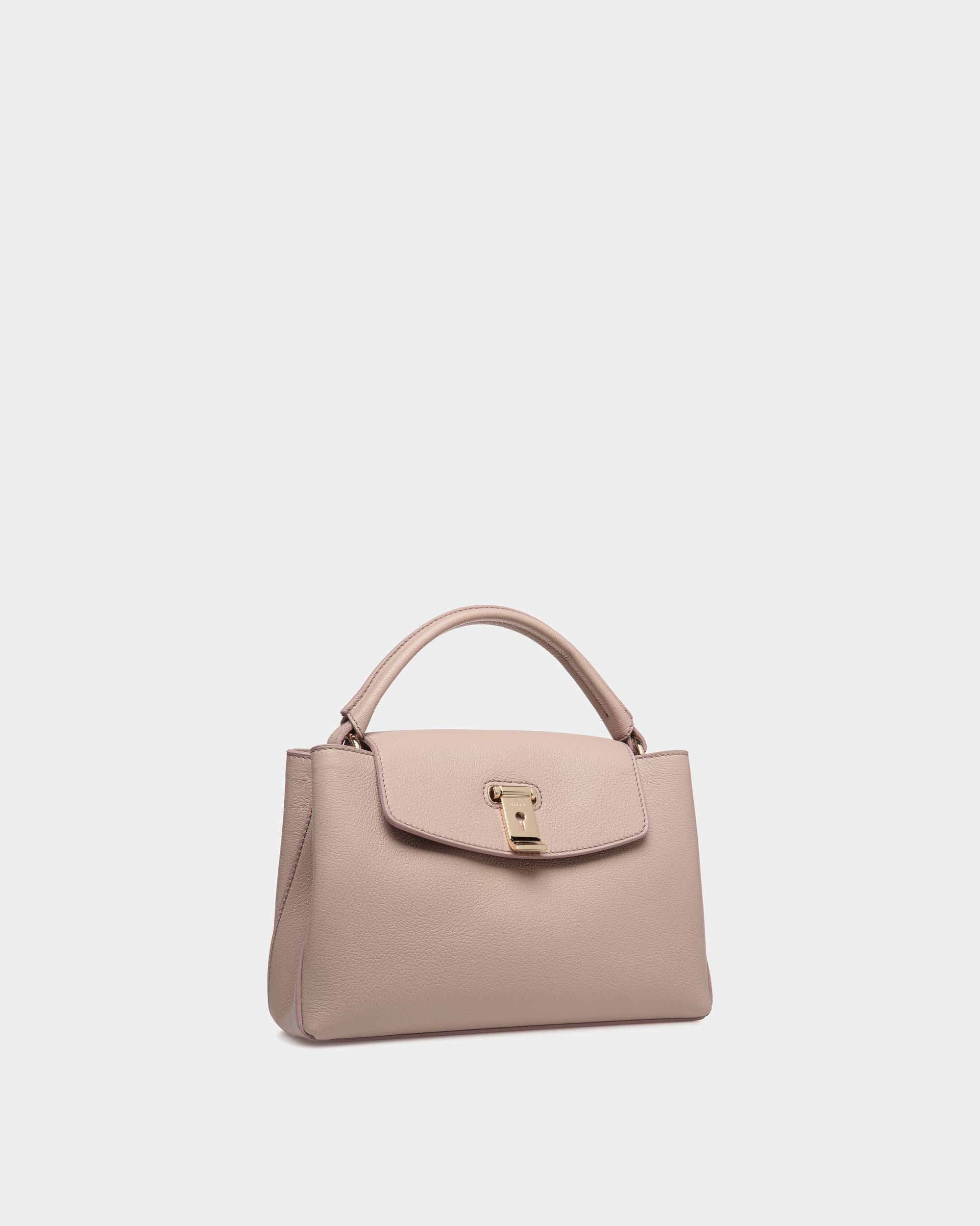 Bolso Pequeño Con Asa Superior Lock Me De Piel Granulada Light Beige - Mujer - Bally - 04