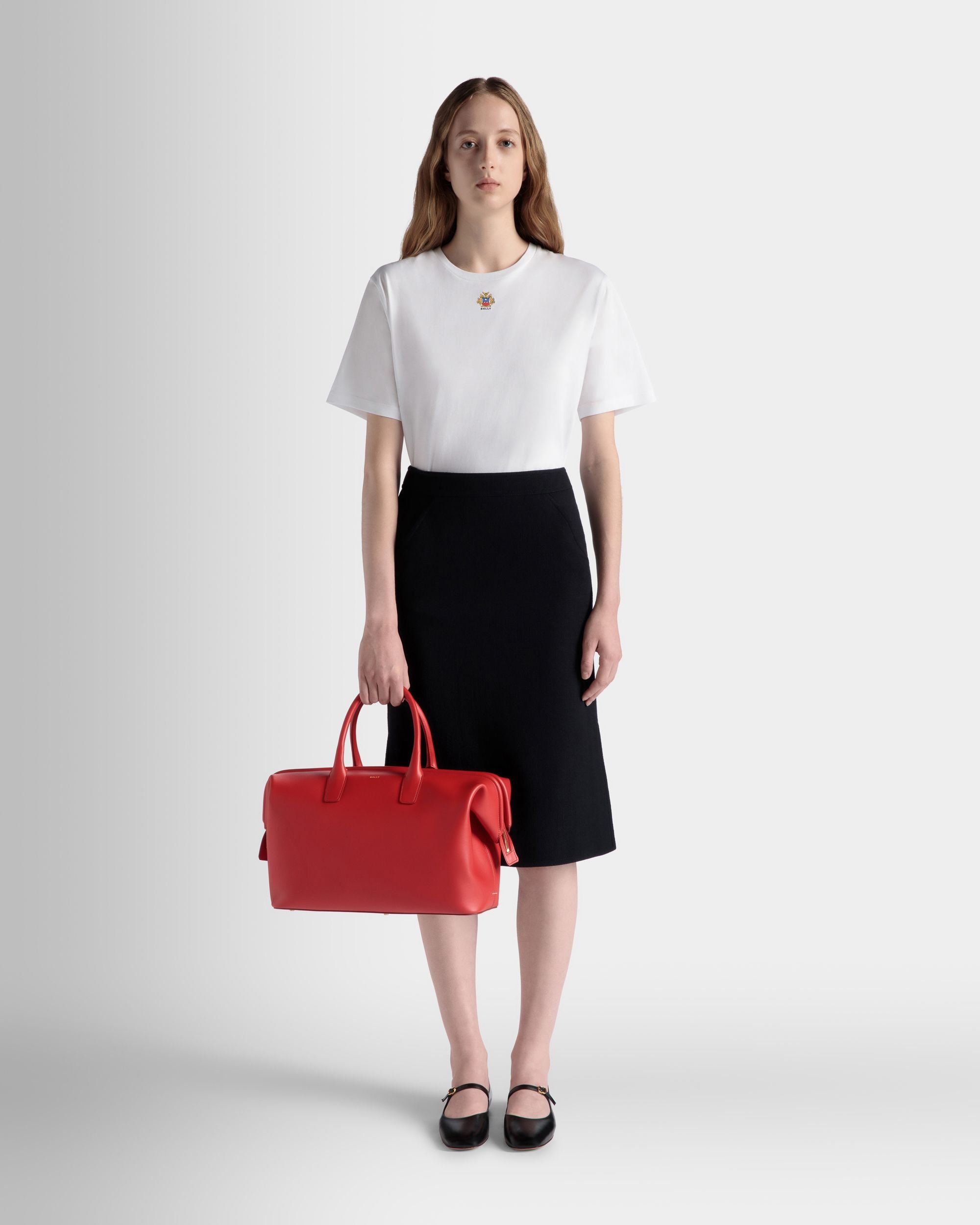 Belle Top Handle Bag In Candy Red Leather - Women's - Bally - 02