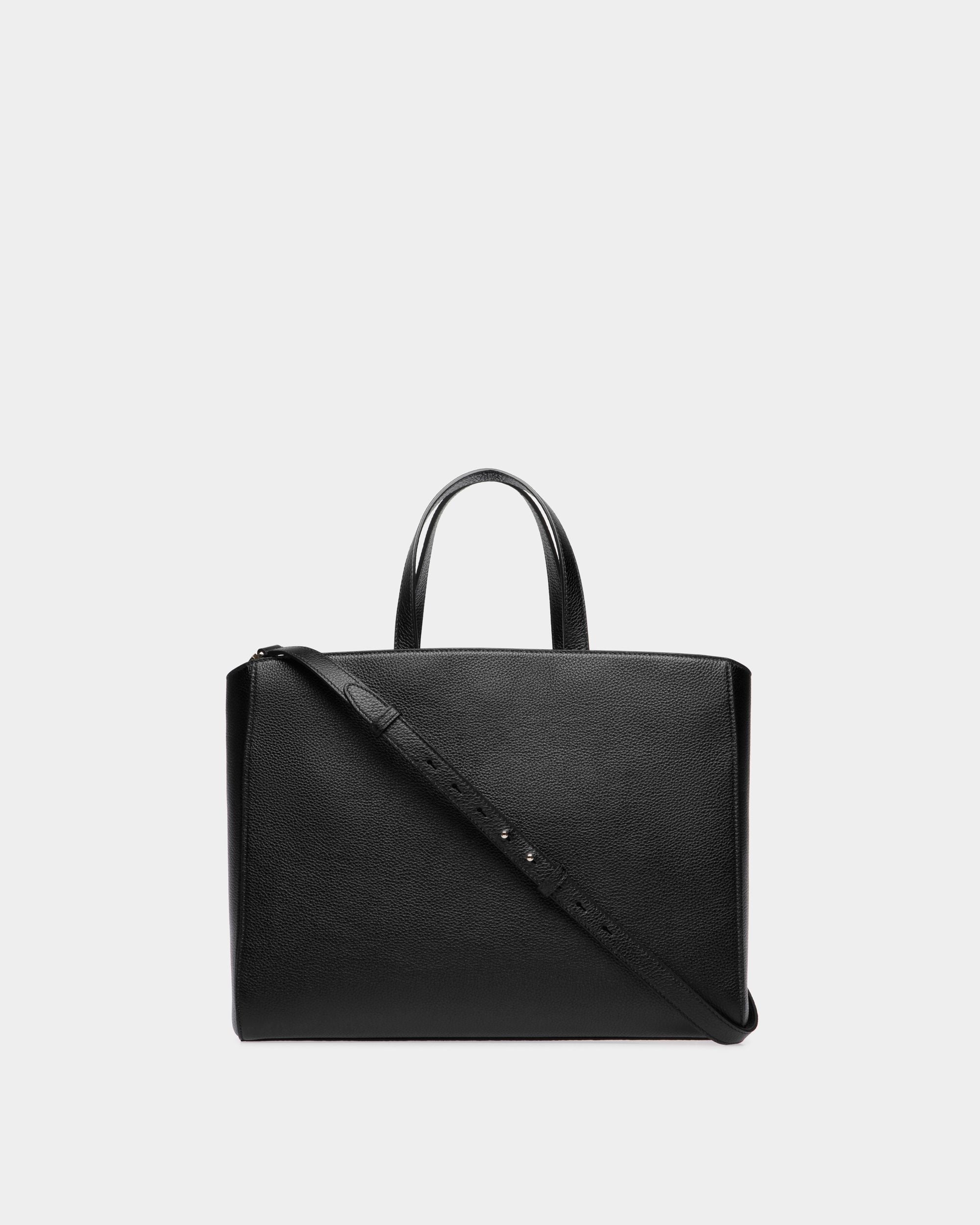Bolso Tote Lock Me De Piel Granulada Negra - Mujer - Bally - 02