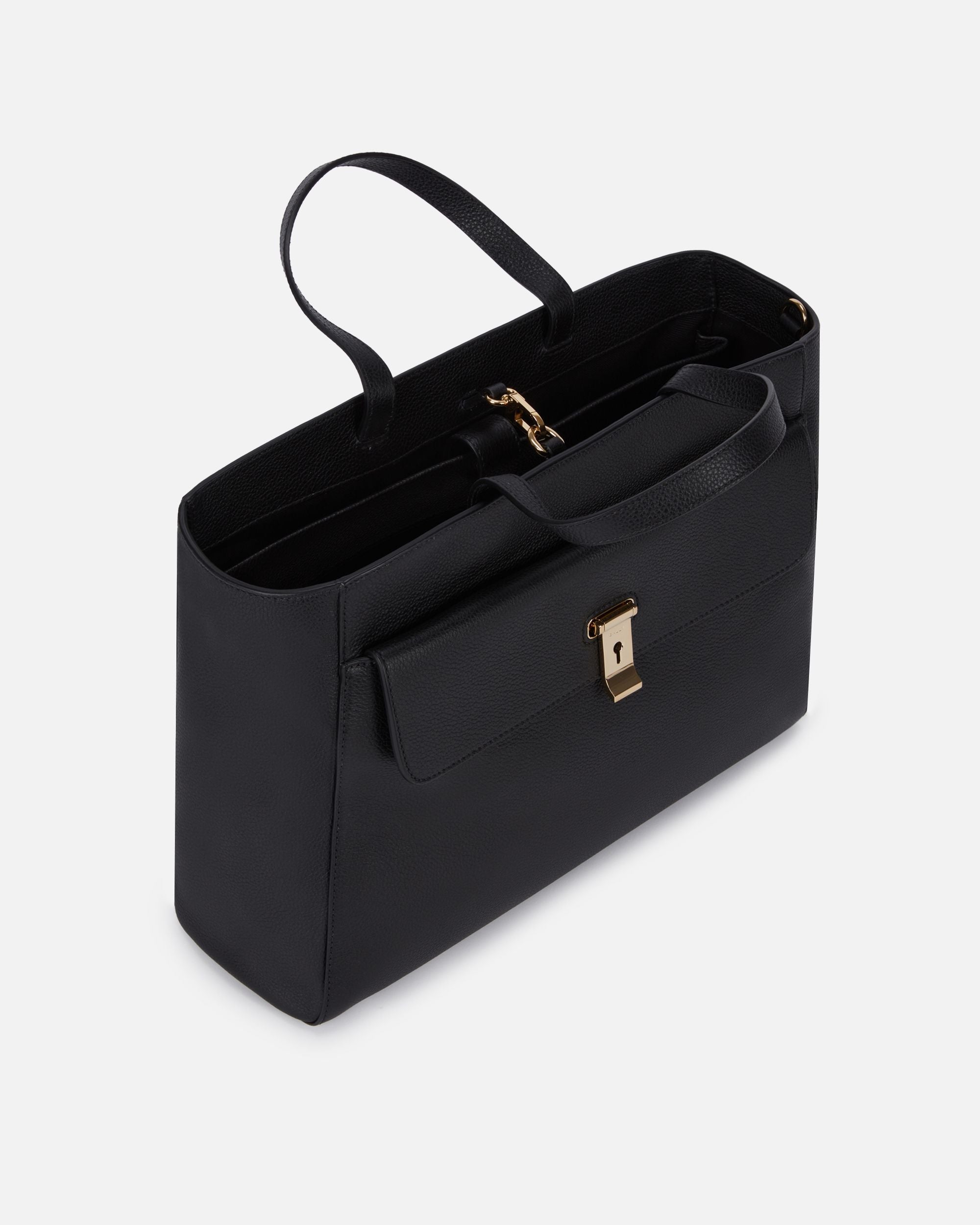 Bolso Tote Lock Me De Piel Granulada Negra - Mujer - Bally - 04