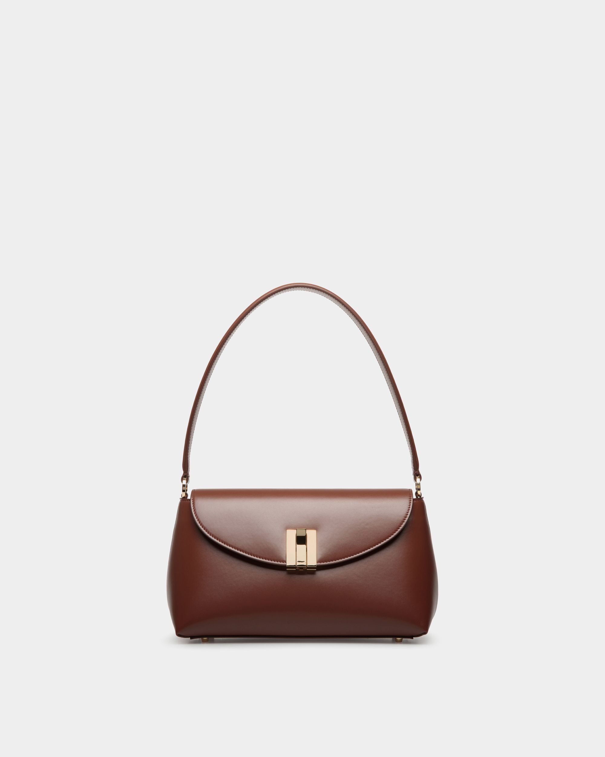 Ollam Small Top Handle Bag In Brown Leather - Women's - Bally - 01