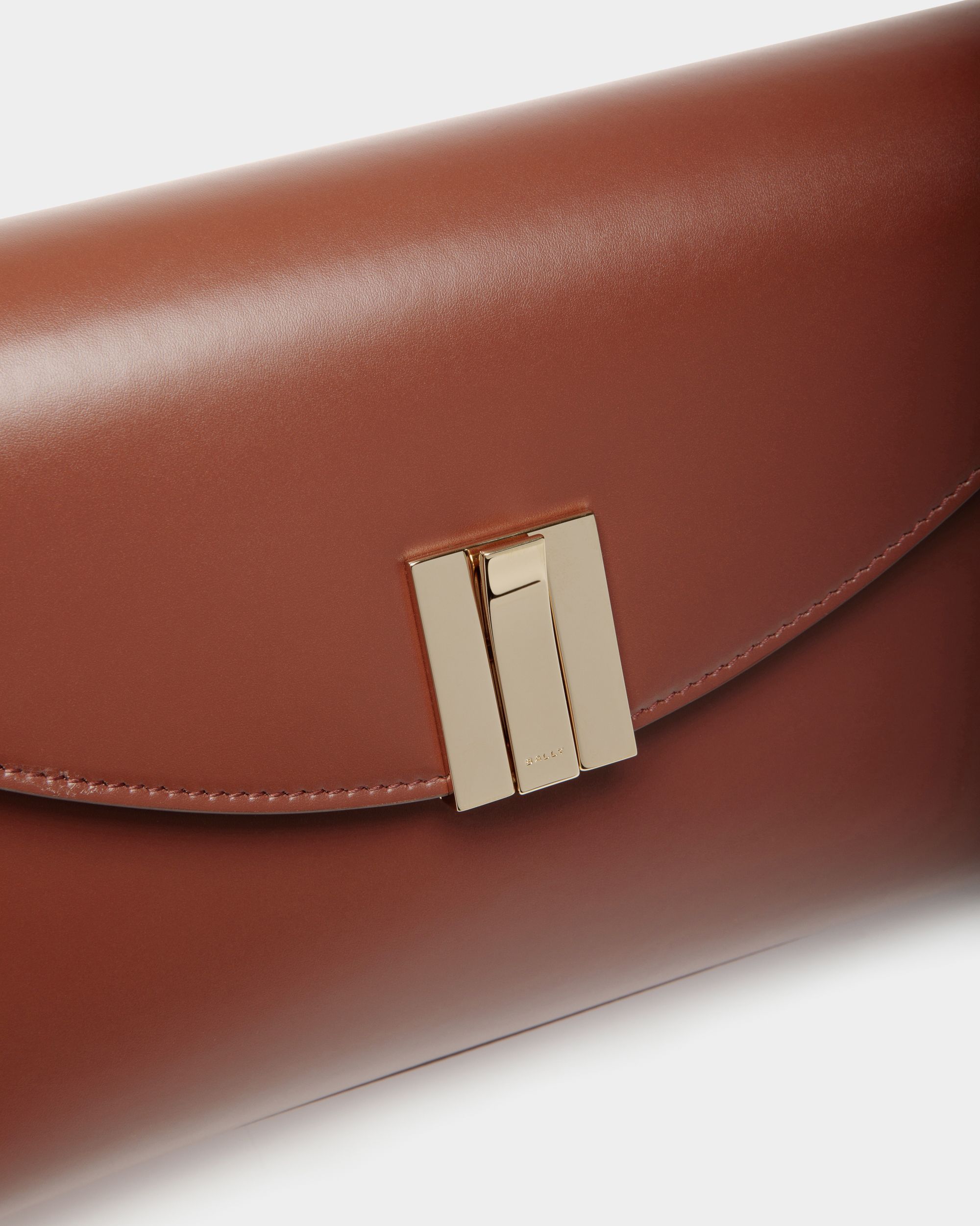 Ollam Small Top Handle Bag In Brown Leather - Women's - Bally - 05
