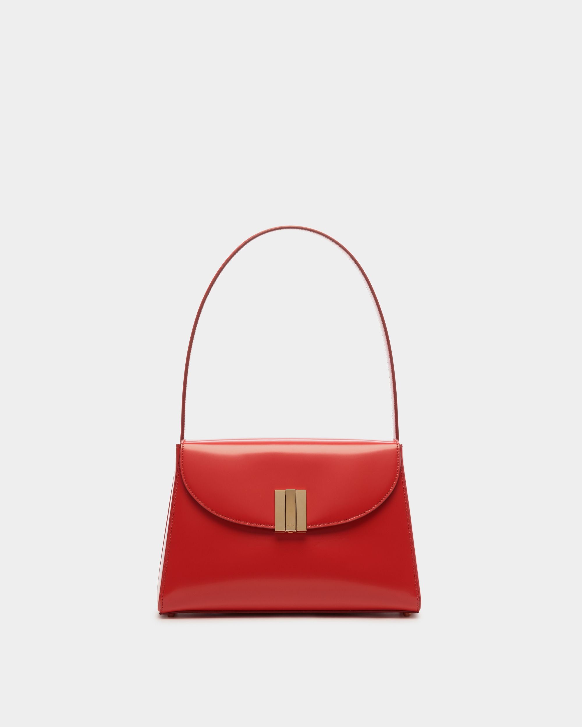 Bolso De Hombro Ollam De Piel Cepillada Candy Red - Mujer - Bally - 01