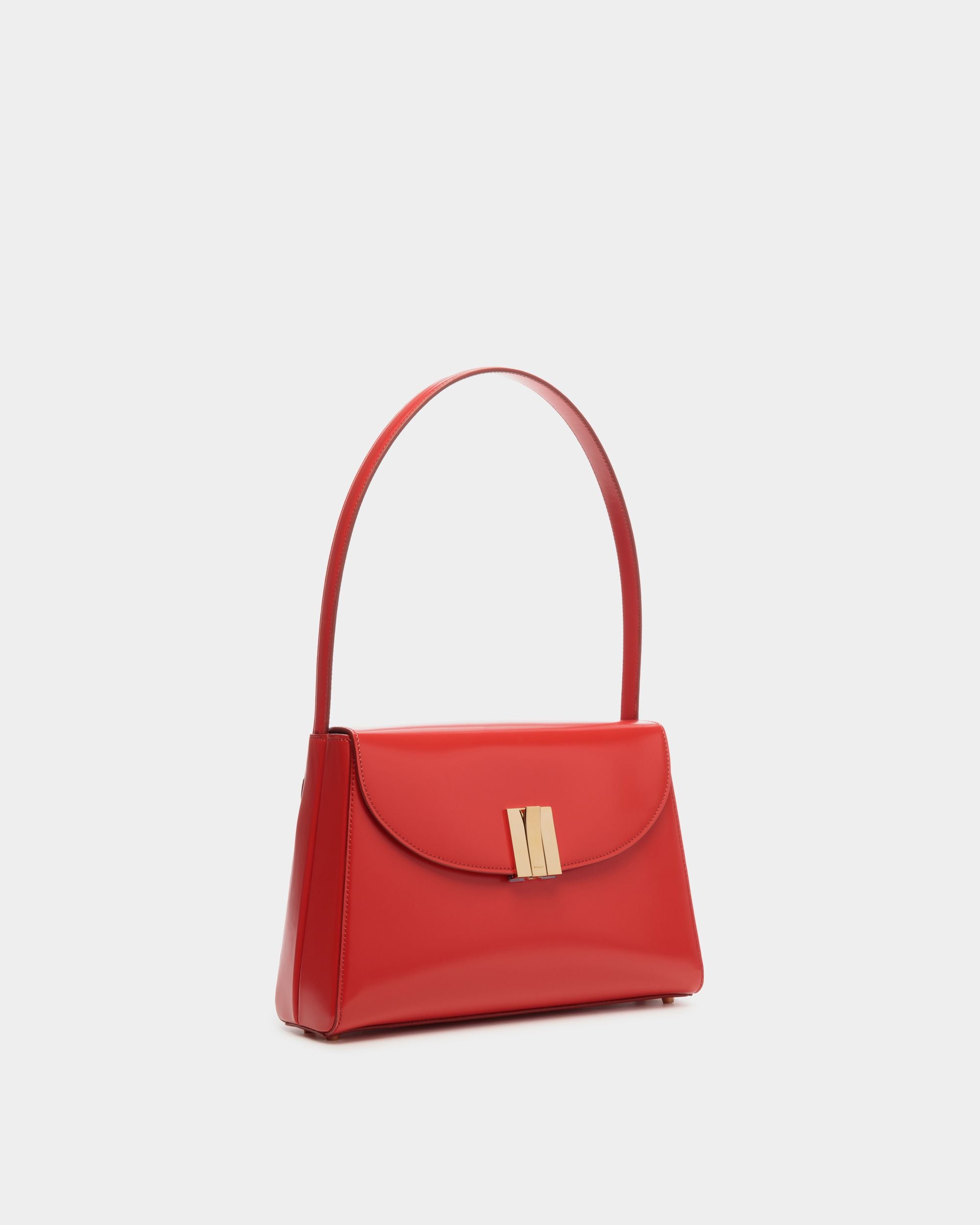 Bolso De Hombro Ollam De Piel Cepillada Candy Red - Mujer - Bally - 04