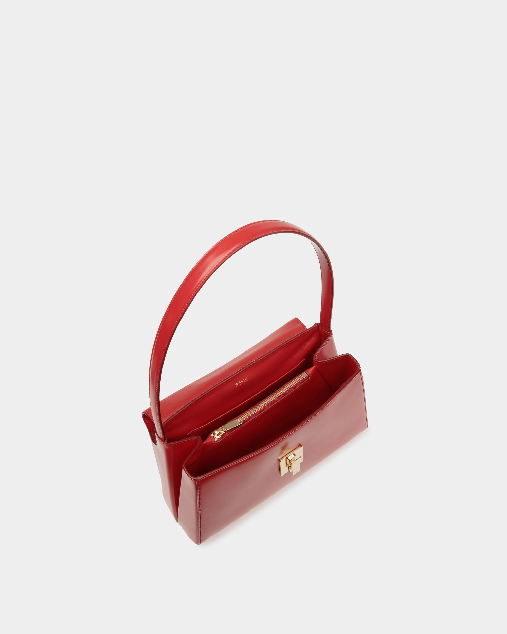 Bolso De Hombro Ollam De Piel Cepillada Candy Red - Mujer - Bally - 05