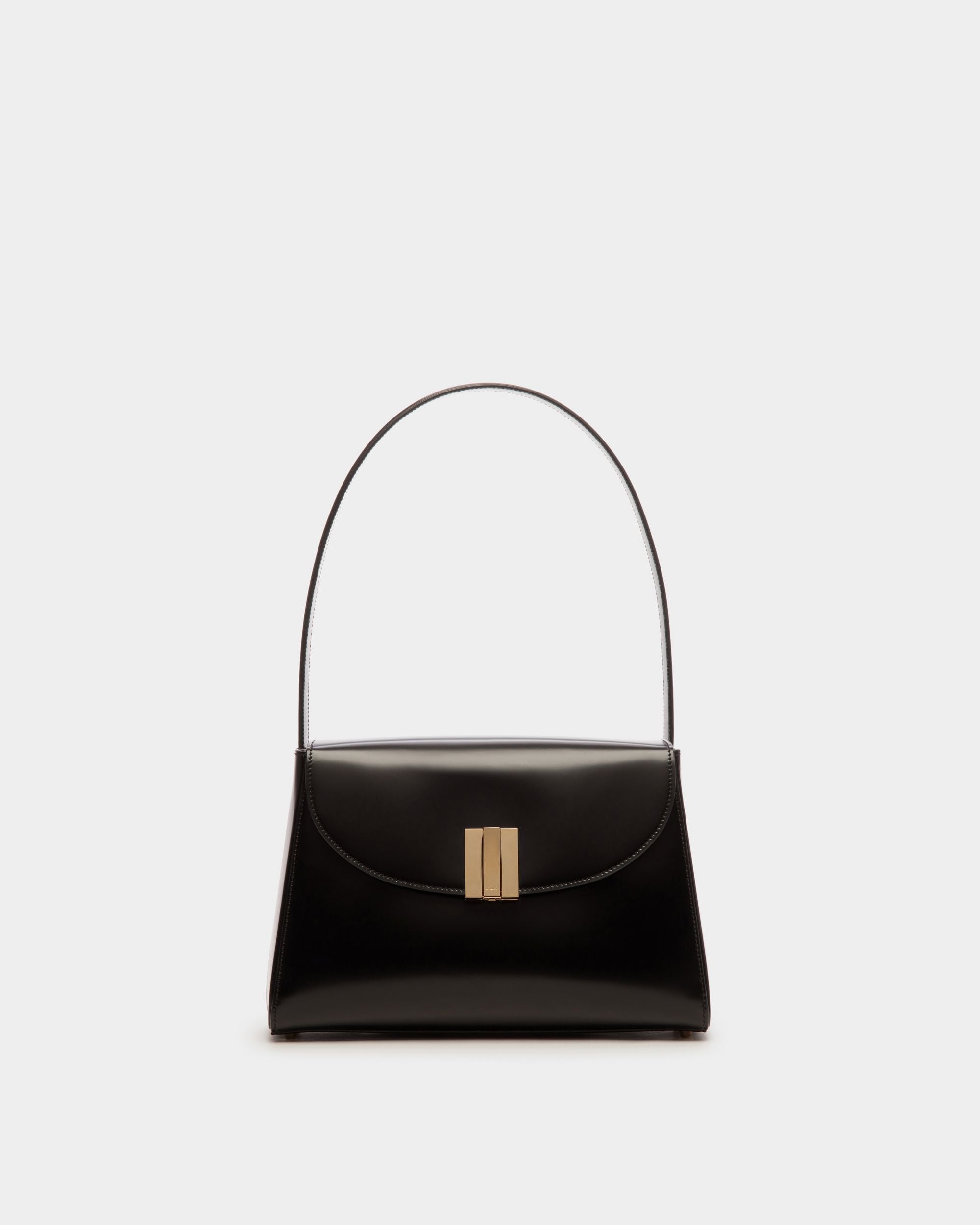 Bolso De Hombro Ollam De Piel Cepillada Negra - Mujer - Bally - 01