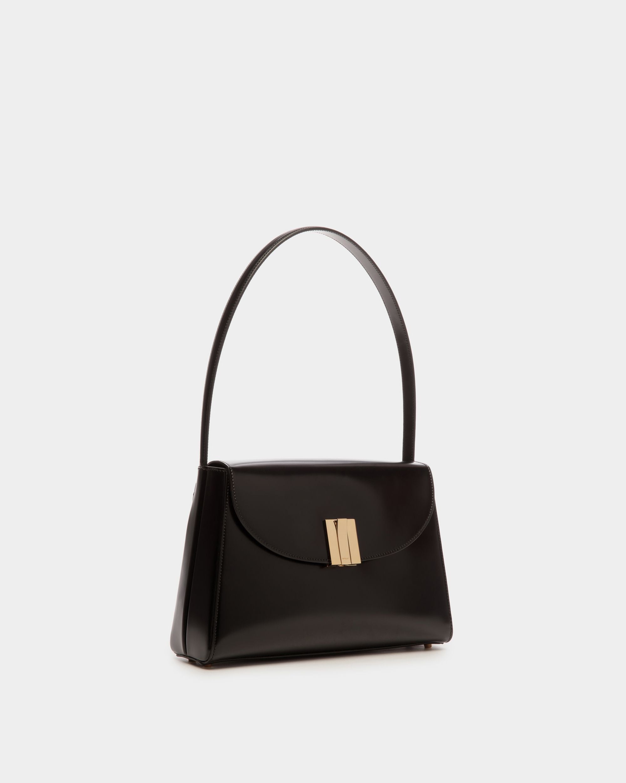 Bolso De Hombro Ollam De Piel Cepillada Negra - Mujer - Bally - 04