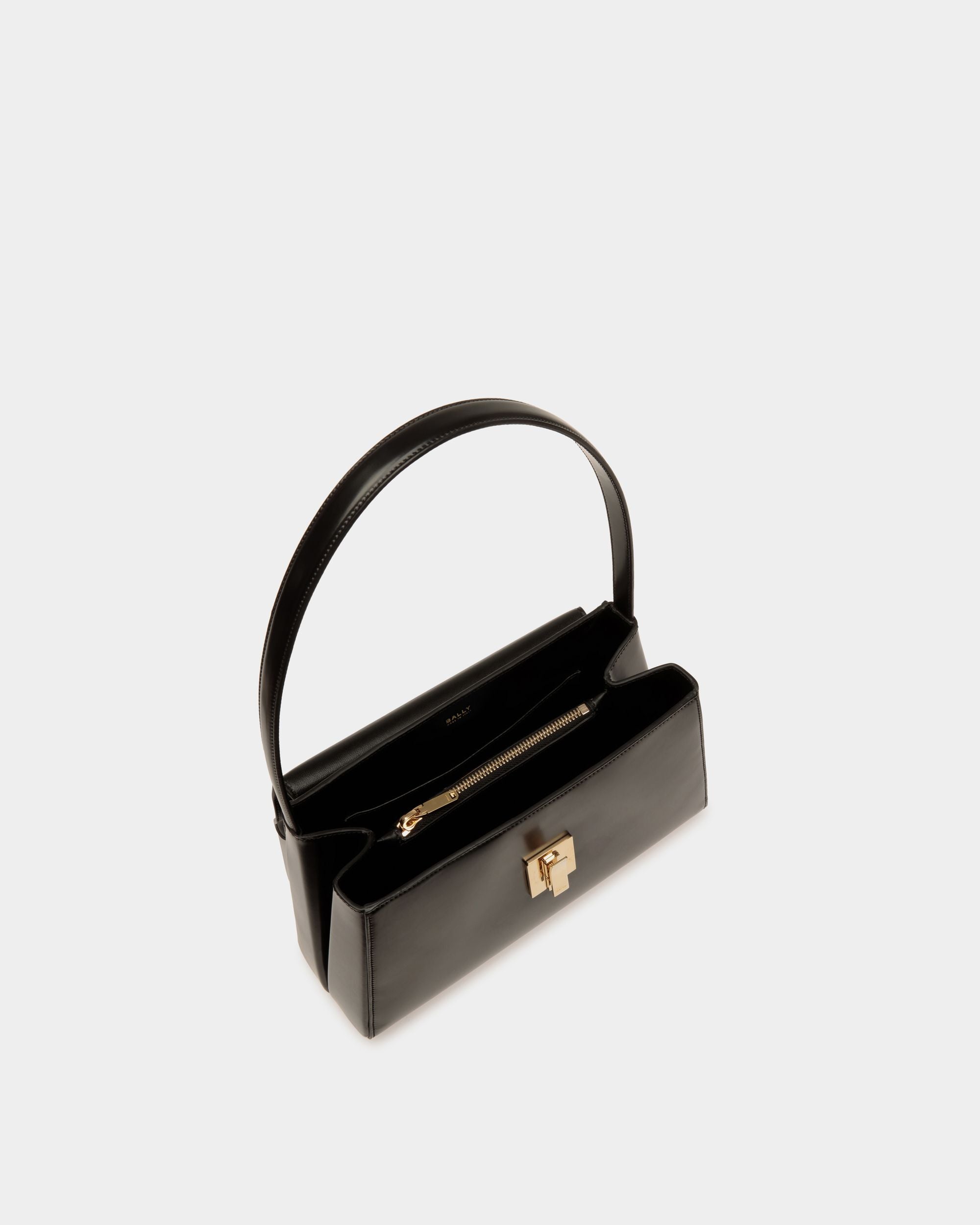 Bolso De Hombro Ollam De Piel Cepillada Negra - Mujer - Bally - 05