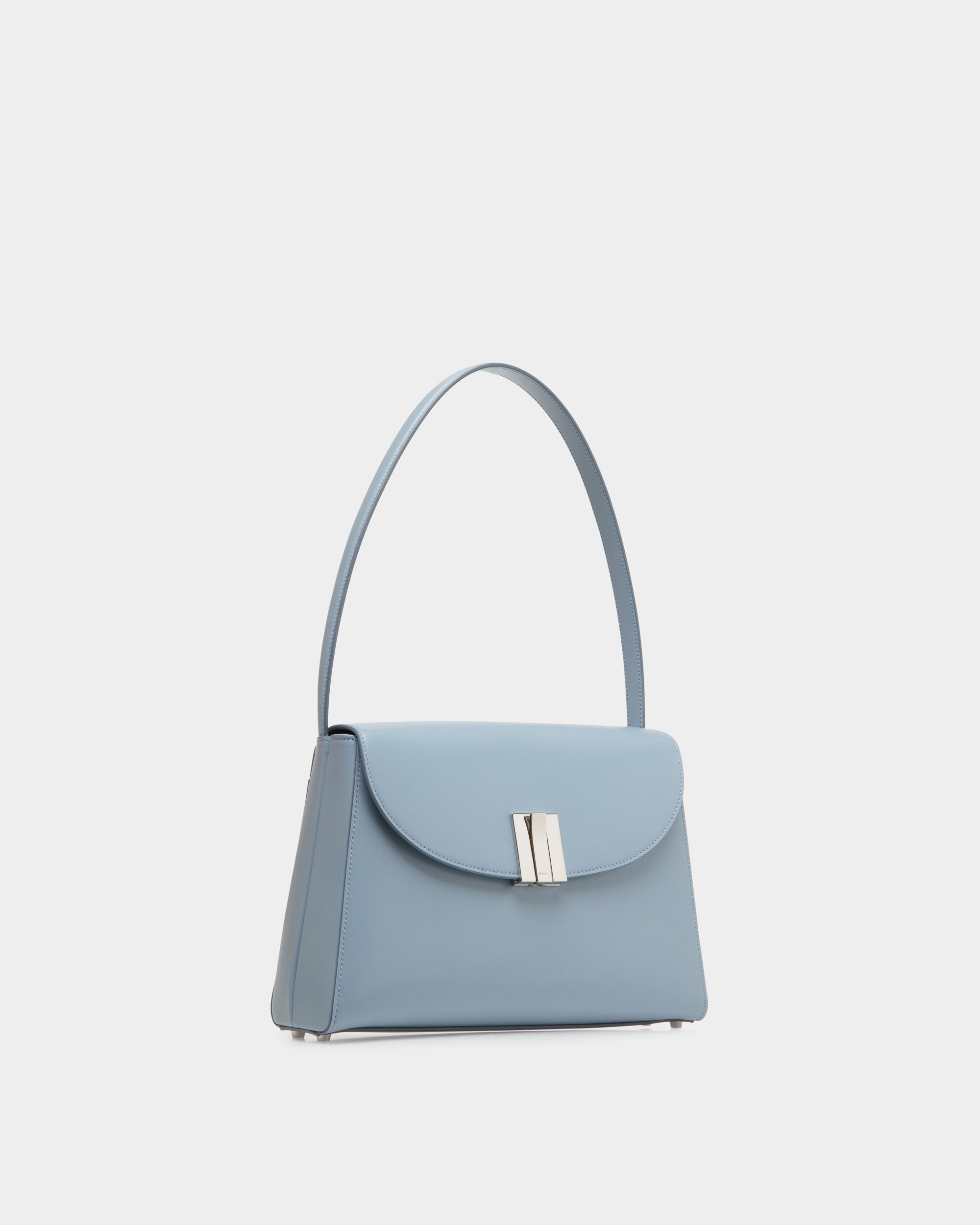 Bolso De Hombro Ollam De Piel Light Blue - Mujer - Bally - 04