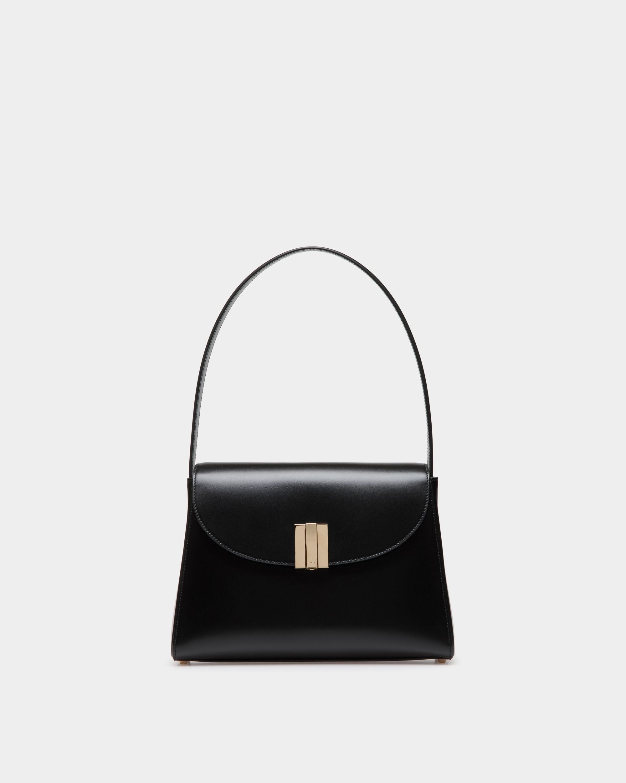 Bolso De Hombro Ollam De Piel Negra - Mujer - Bally - 01