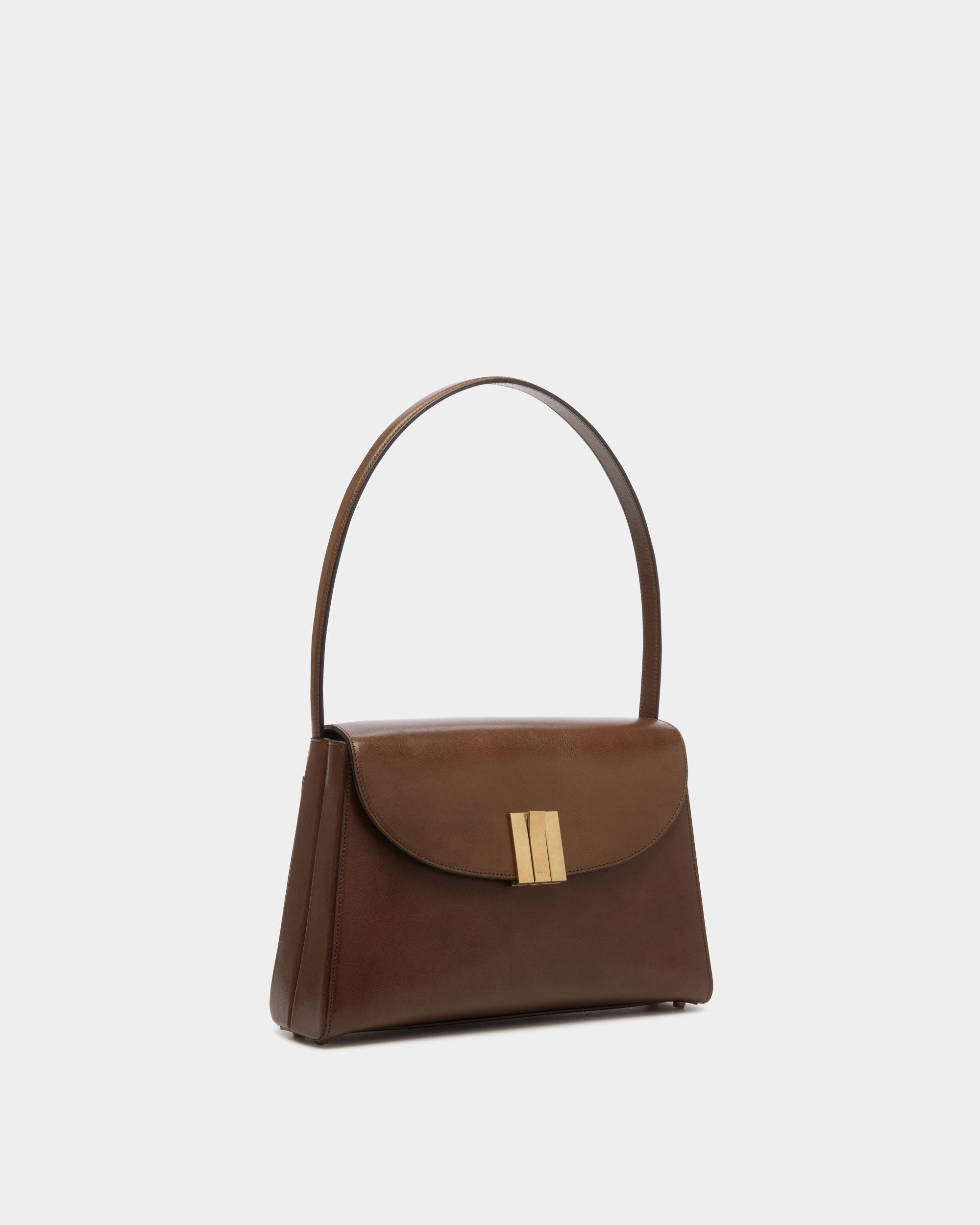 Bolso De Hombro Ollam De Piel Marron Glacé - Mujer - Bally - 03